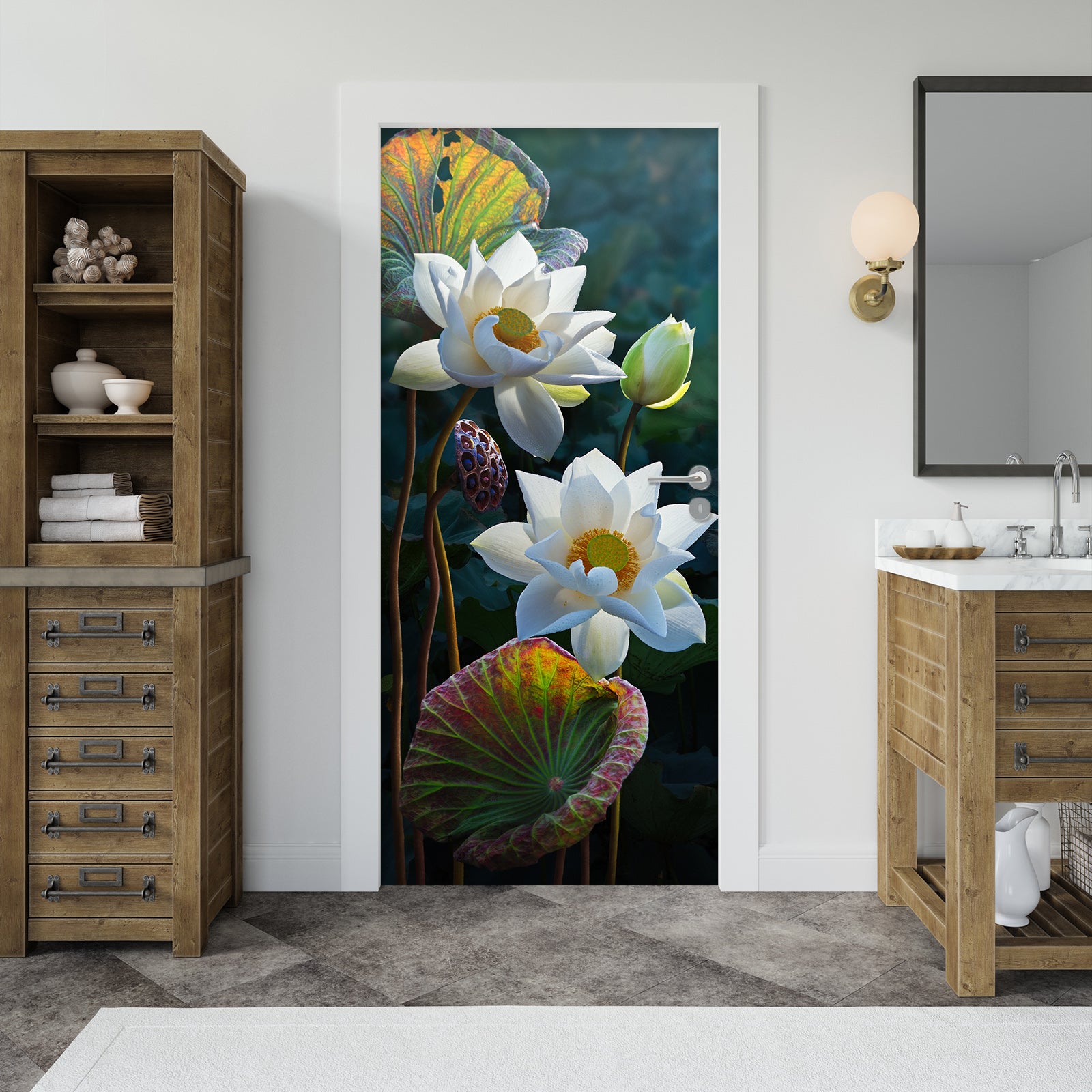 3D Lotus 25206 Door Mural