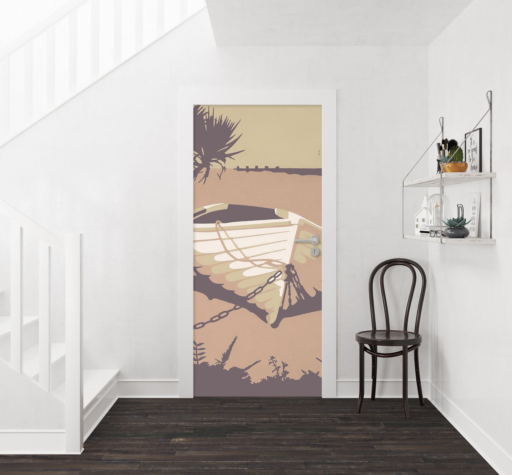 3D Beach Boat Chain 9265 Steve Read Door Mural