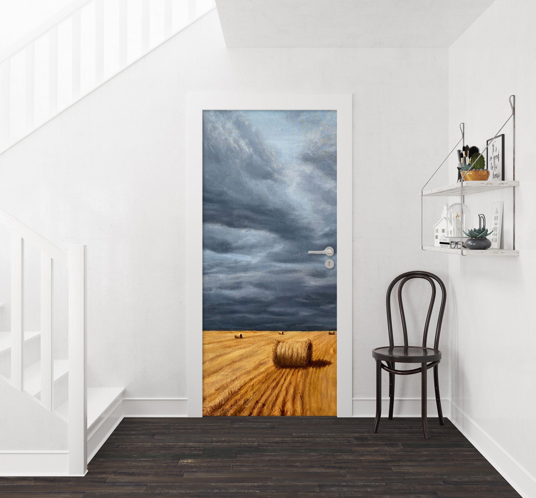 3D Dark Clouds Haystack 9422 Marina Zotova Door Mural