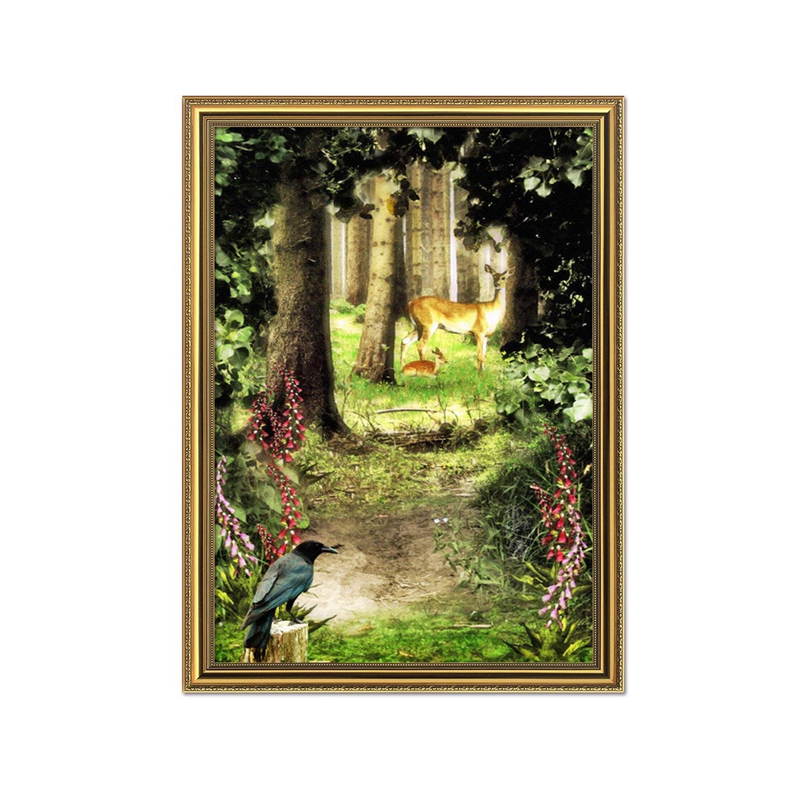 3D Forest Animals 124 Fake Framed Print Painting Wallpaper AJ Creativity Home