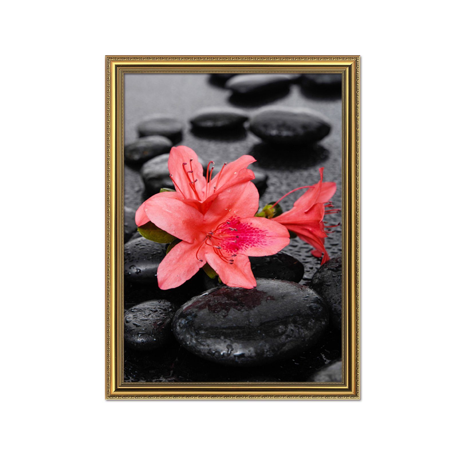 3D Stone Safflower 001 Fake Framed Print Painting Wallpaper AJ Creativity Home