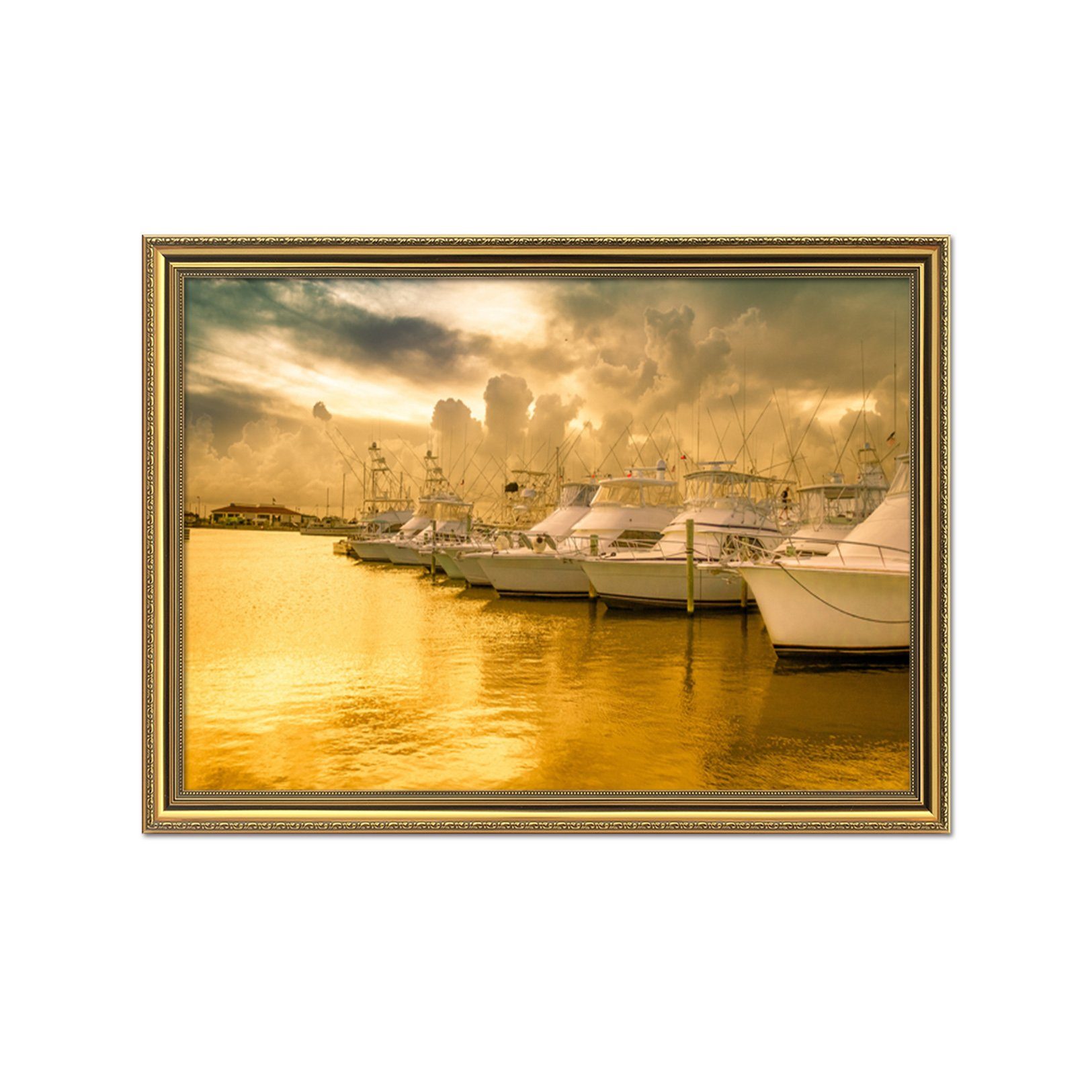 3D Twilight Ship 029 Fake Framed Print Painting Wallpaper AJ Creativity Home