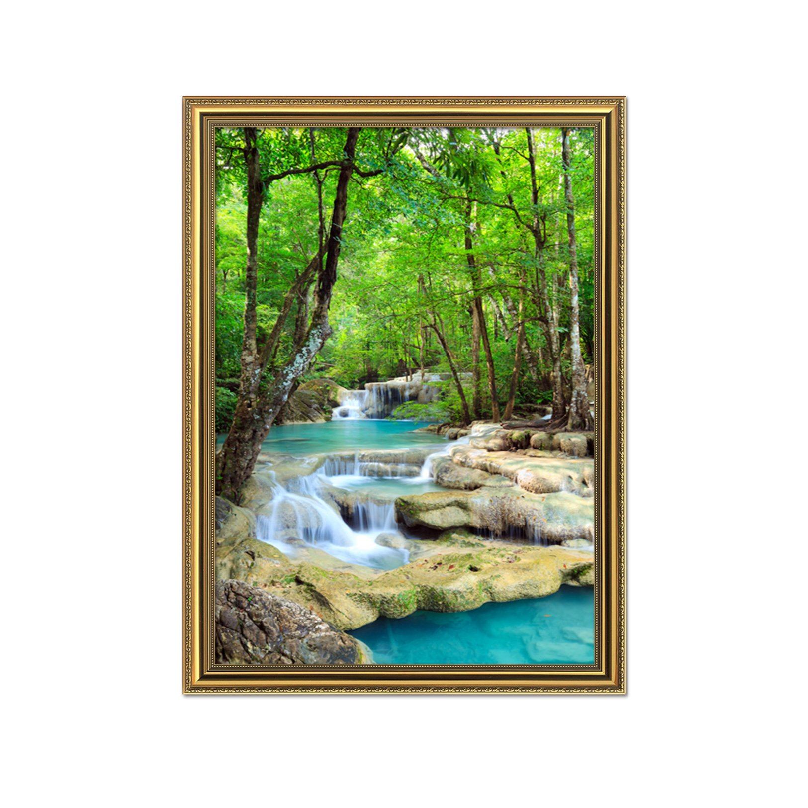 3D Forest River 096 Fake Framed Print Painting Wallpaper AJ Creativity Home