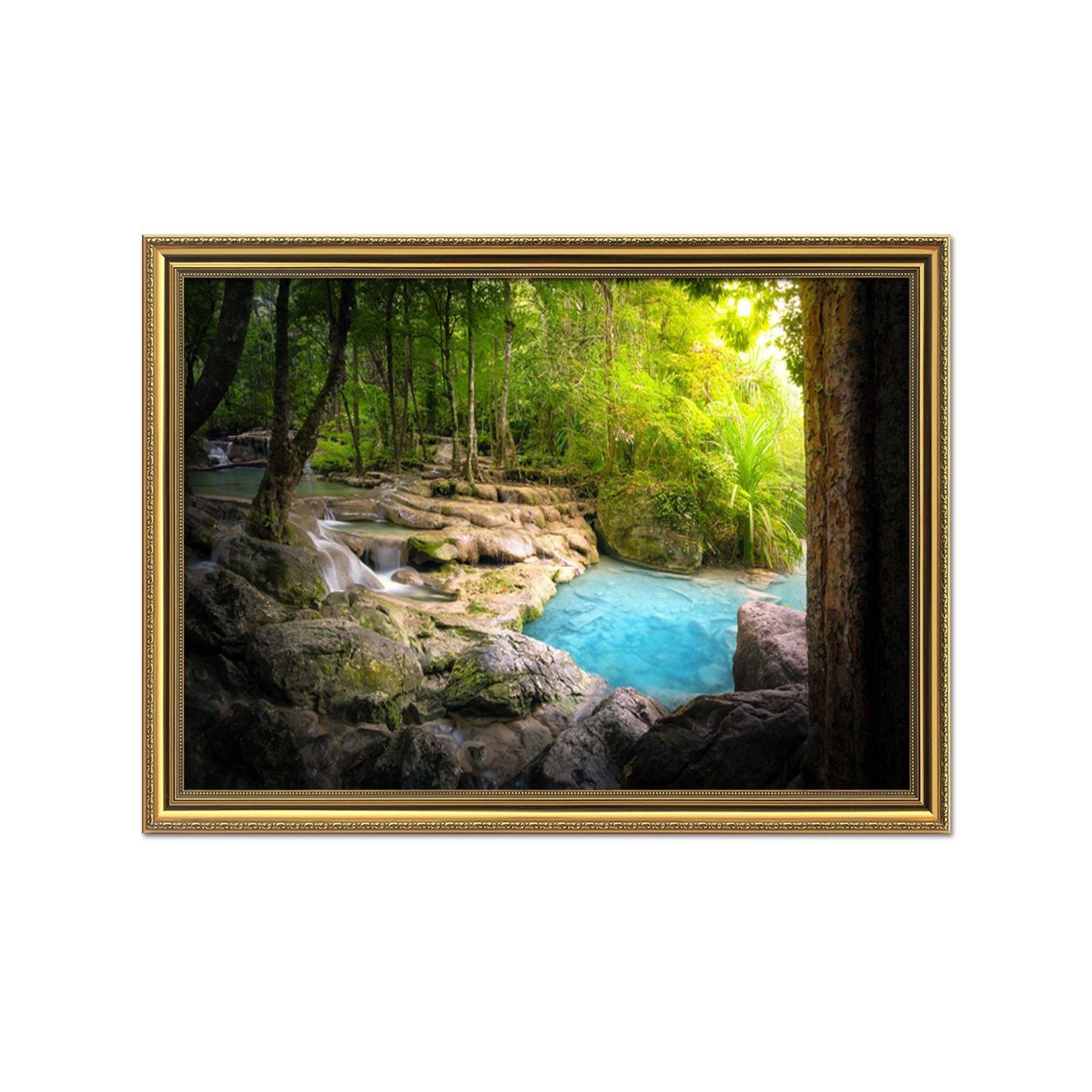 3D Shaded Trees 167 Fake Framed Print Painting Wallpaper AJ Creativity Home