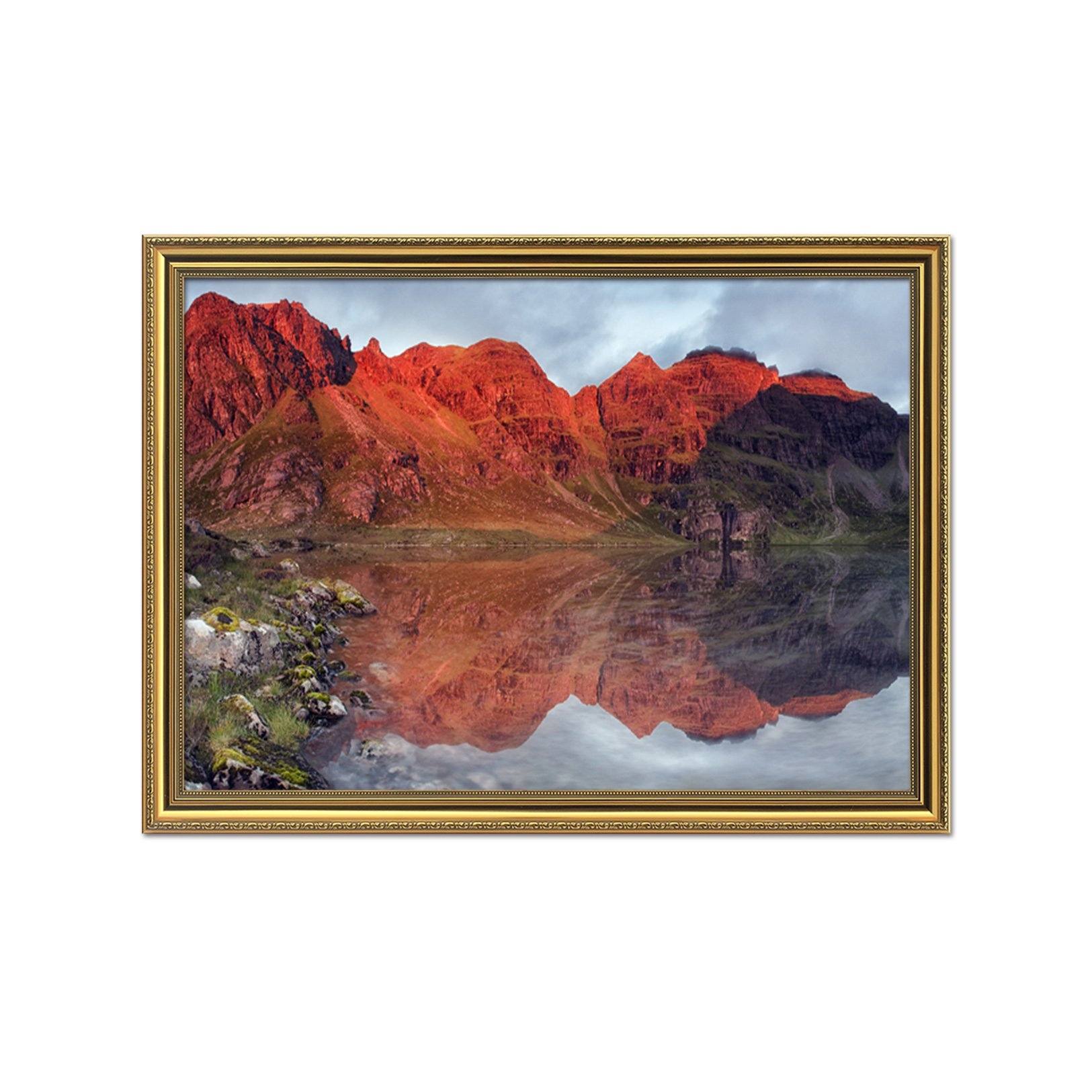 3D Red Mountain 028 Fake Framed Print Painting Wallpaper AJ Creativity Home