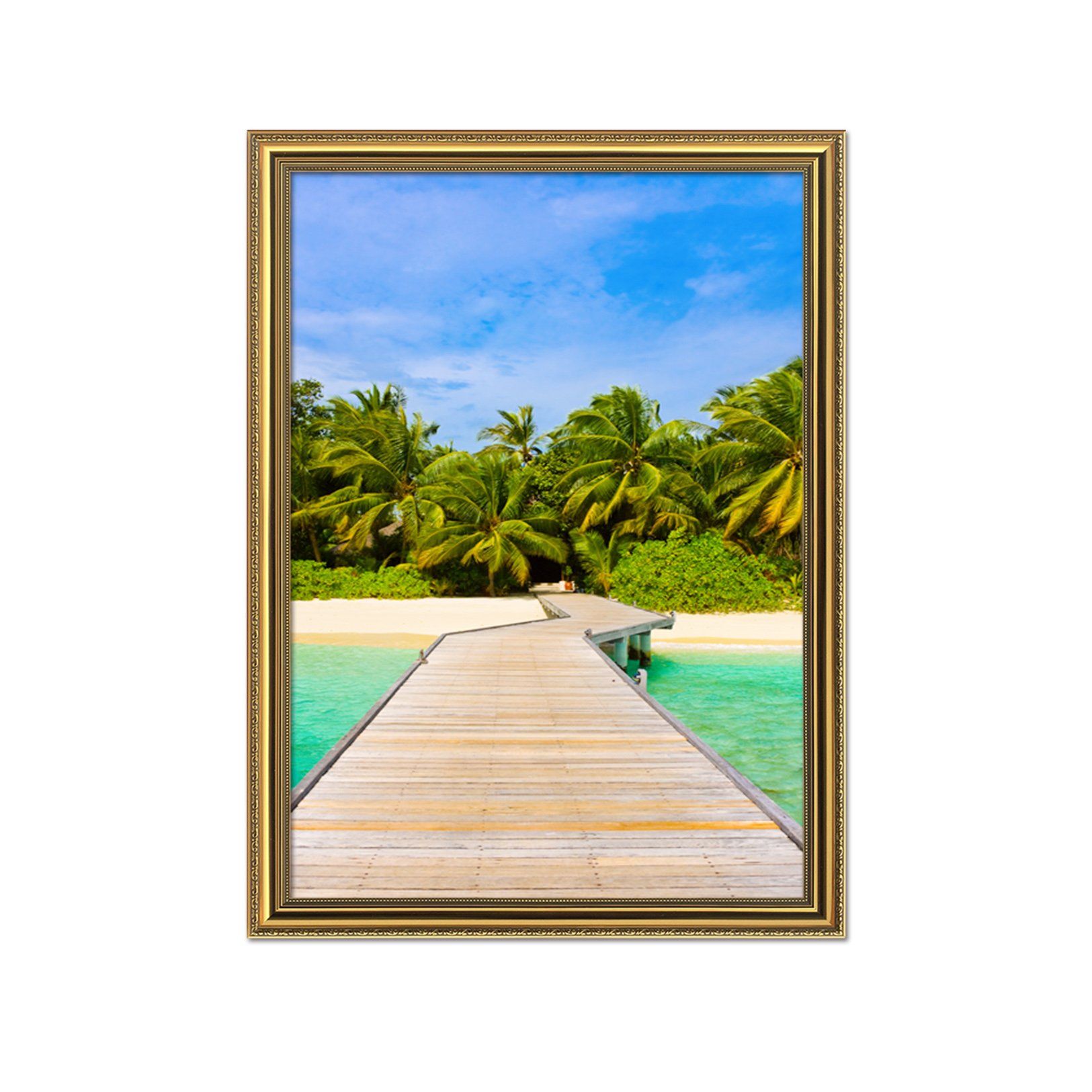 3D Wooden Bridge 011 Fake Framed Print Painting Wallpaper AJ Creativity Home