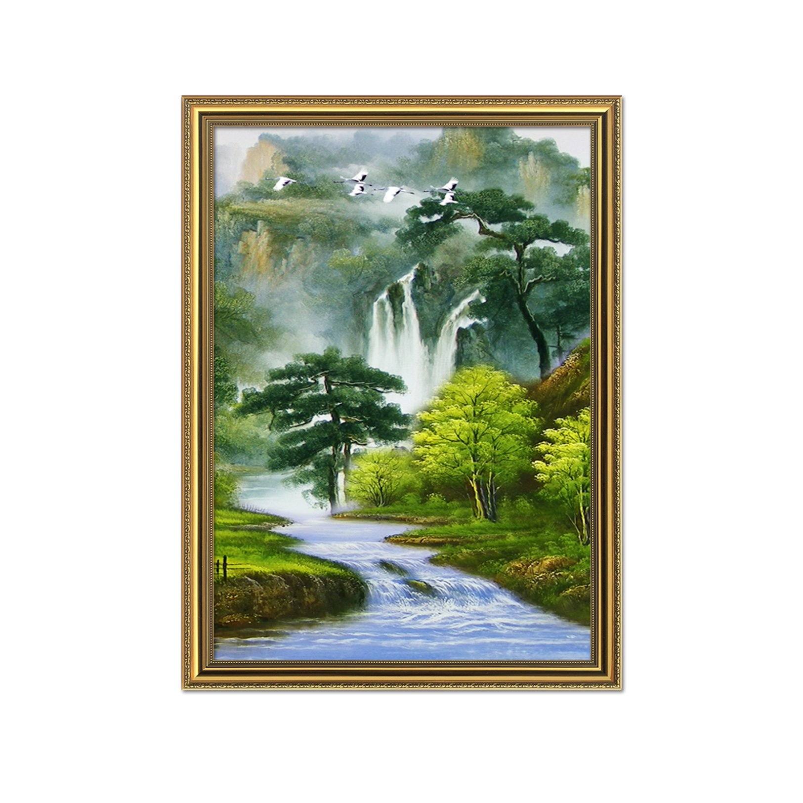 3D Natural Crowned Crane 078 Fake Framed Print Painting Wallpaper AJ Creativity Home