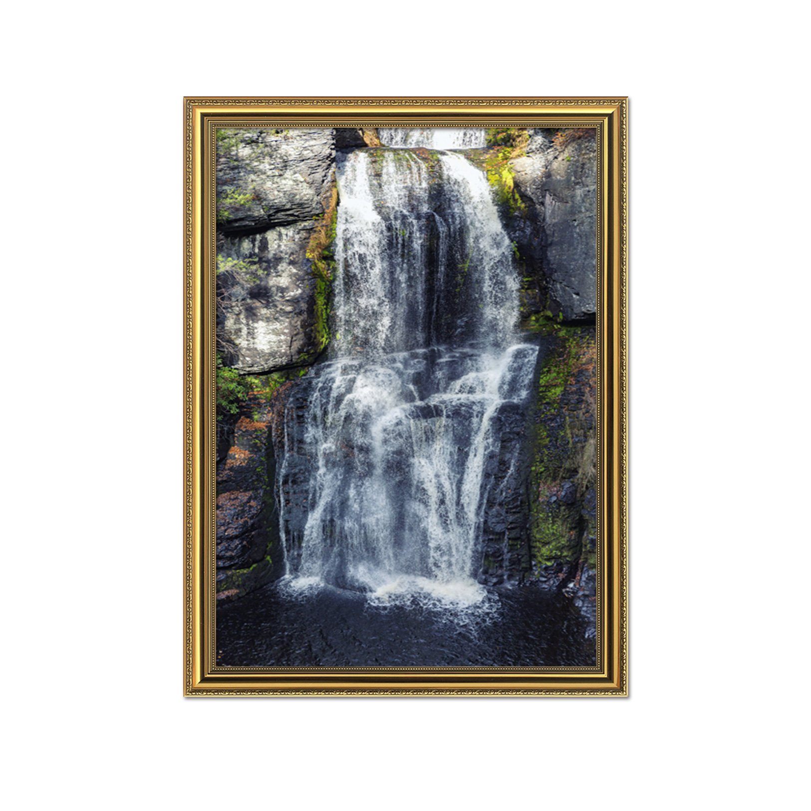 3D Cliff River 100 Fake Framed Print Painting Wallpaper AJ Creativity Home