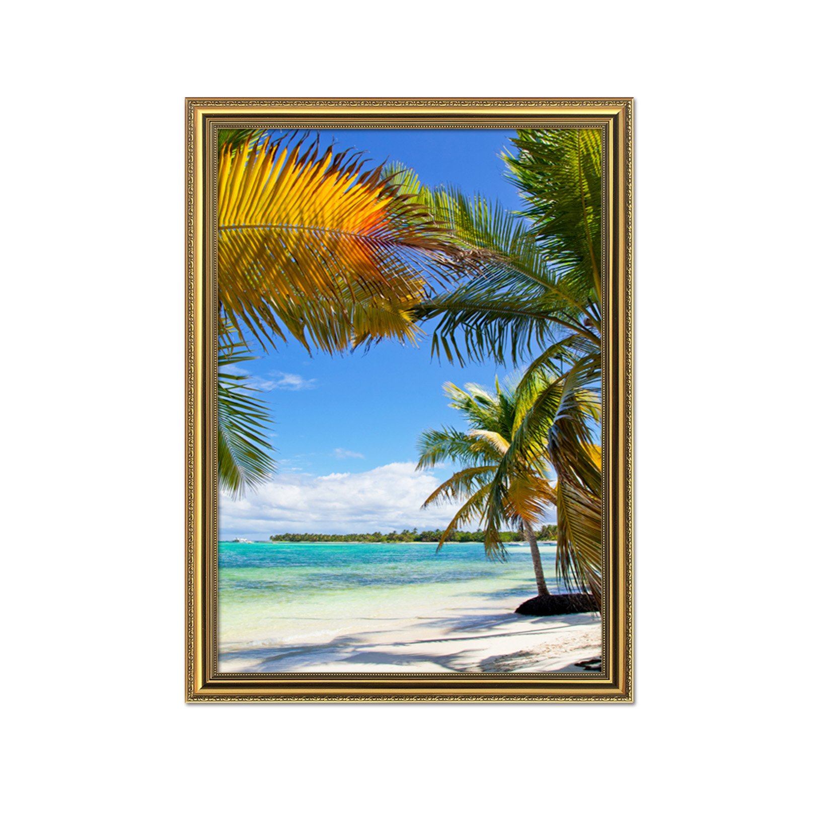 3D Coconut Beach 081 Fake Framed Print Painting Wallpaper AJ Creativity Home