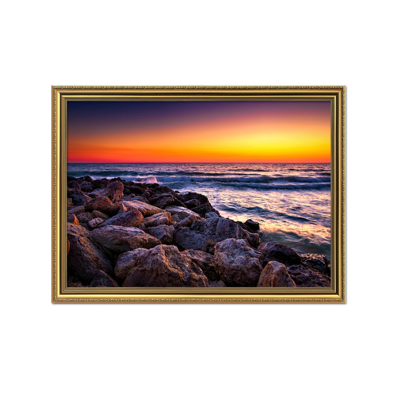 3D Dusk Waves 164 Fake Framed Print Painting Wallpaper AJ Creativity Home