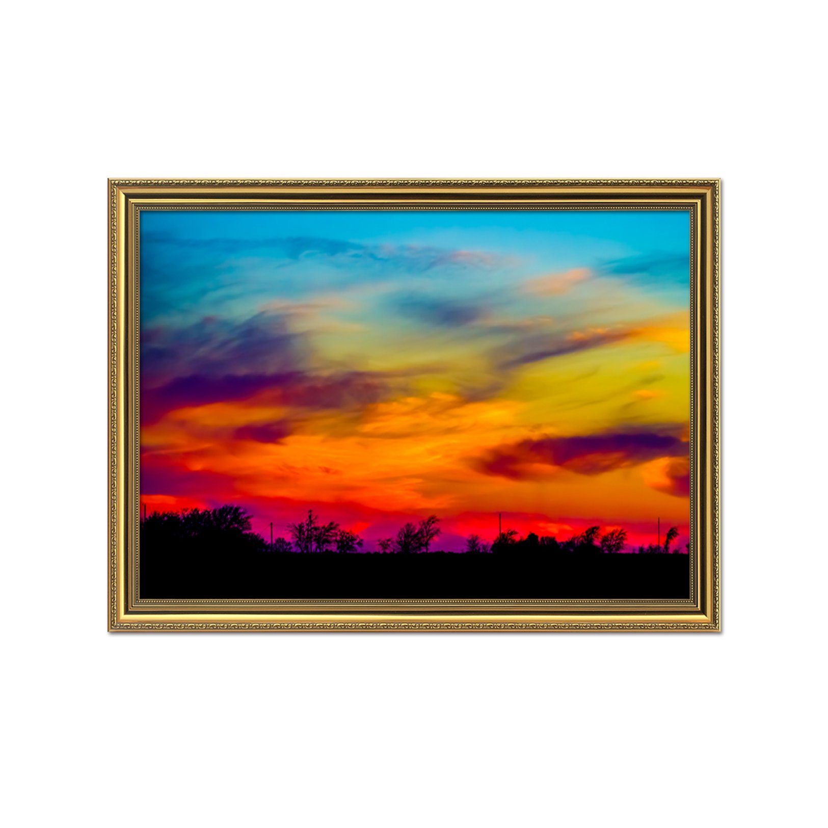 3D Sunset Mountain 027 Fake Framed Print Painting Wallpaper AJ Creativity Home