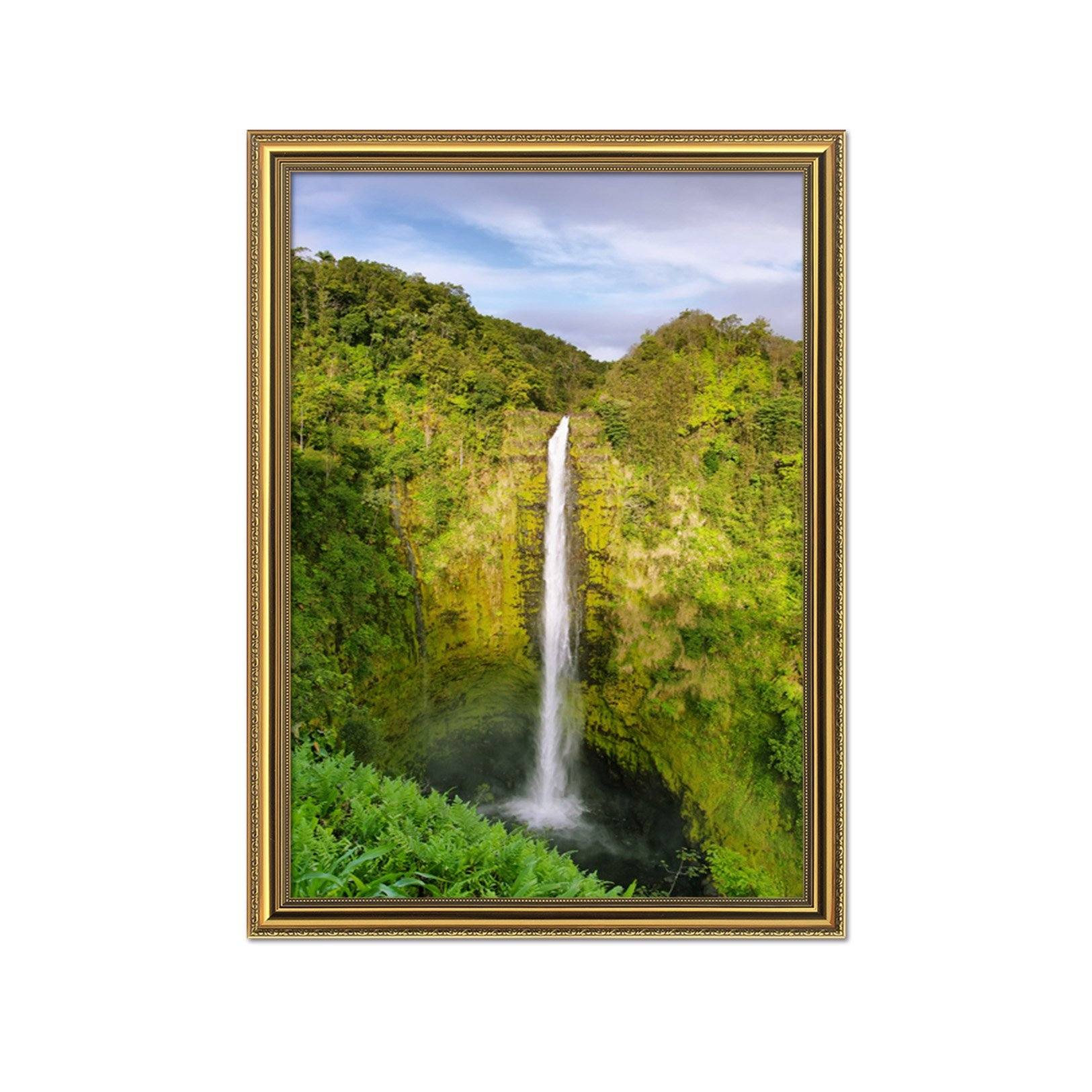 3D Forest Waterfall 060 Fake Framed Print Painting Wallpaper AJ Creativity Home