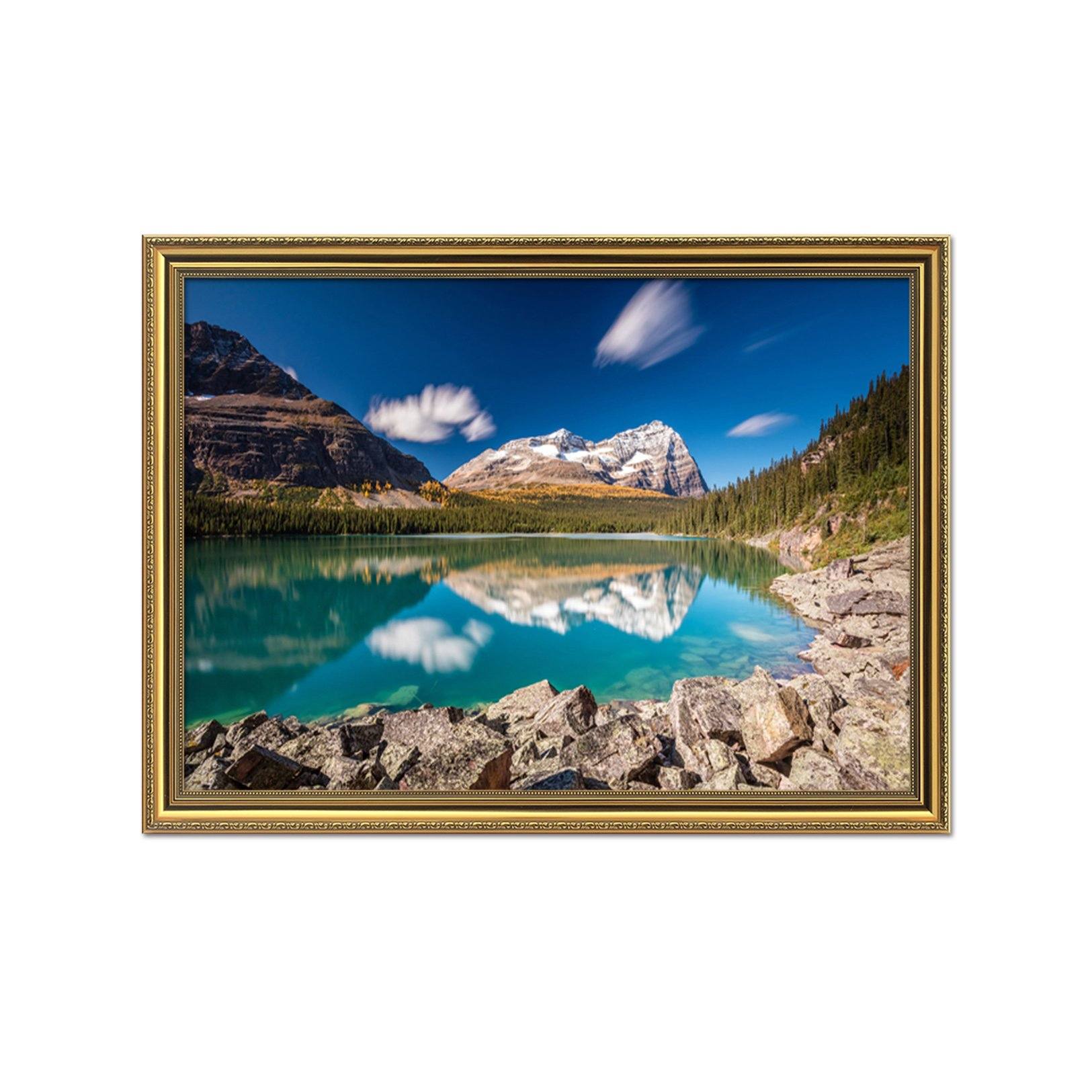 3D Lake Center 180 Fake Framed Print Painting Wallpaper AJ Creativity Home