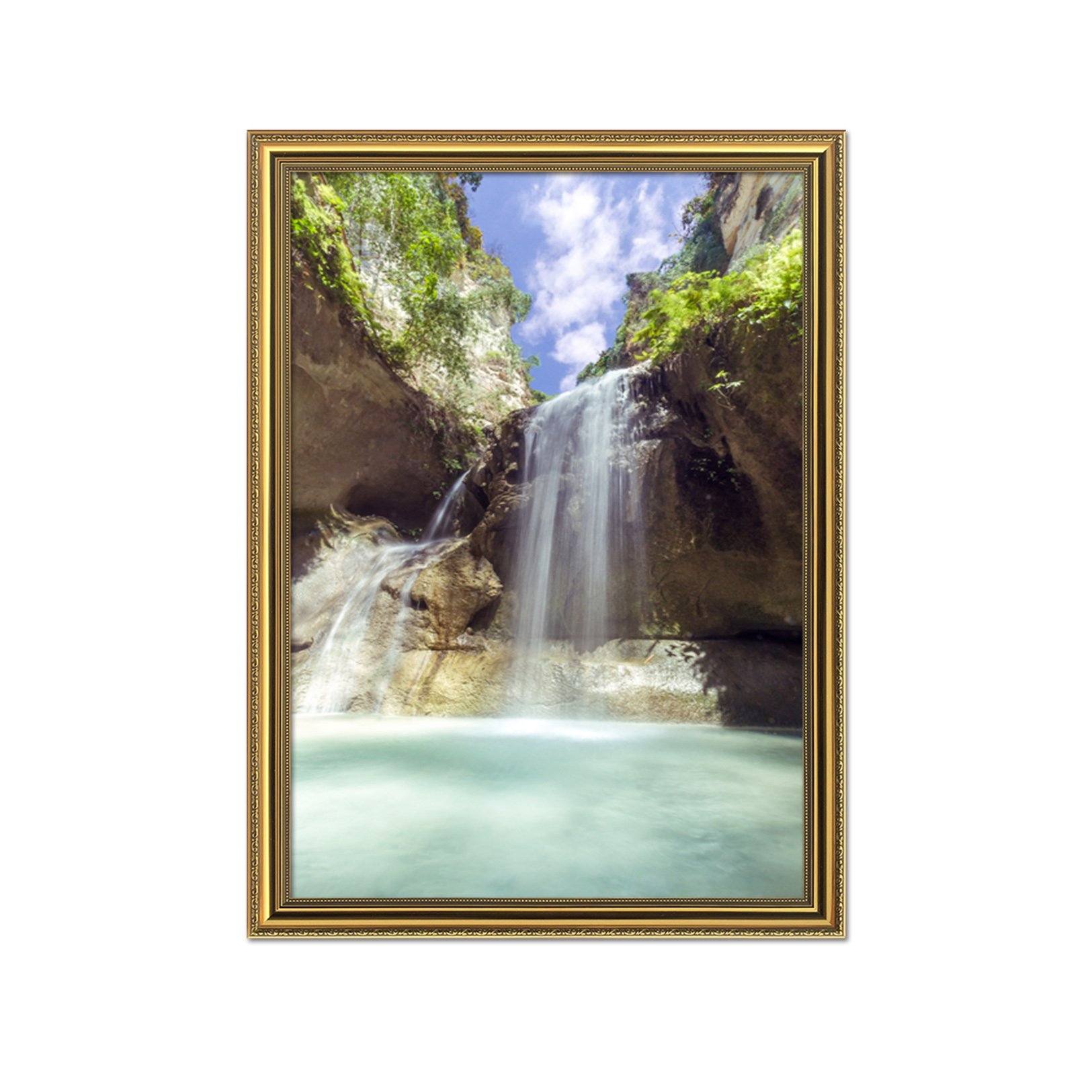 3D Cliff Falls 089 Fake Framed Print Painting Wallpaper AJ Creativity Home