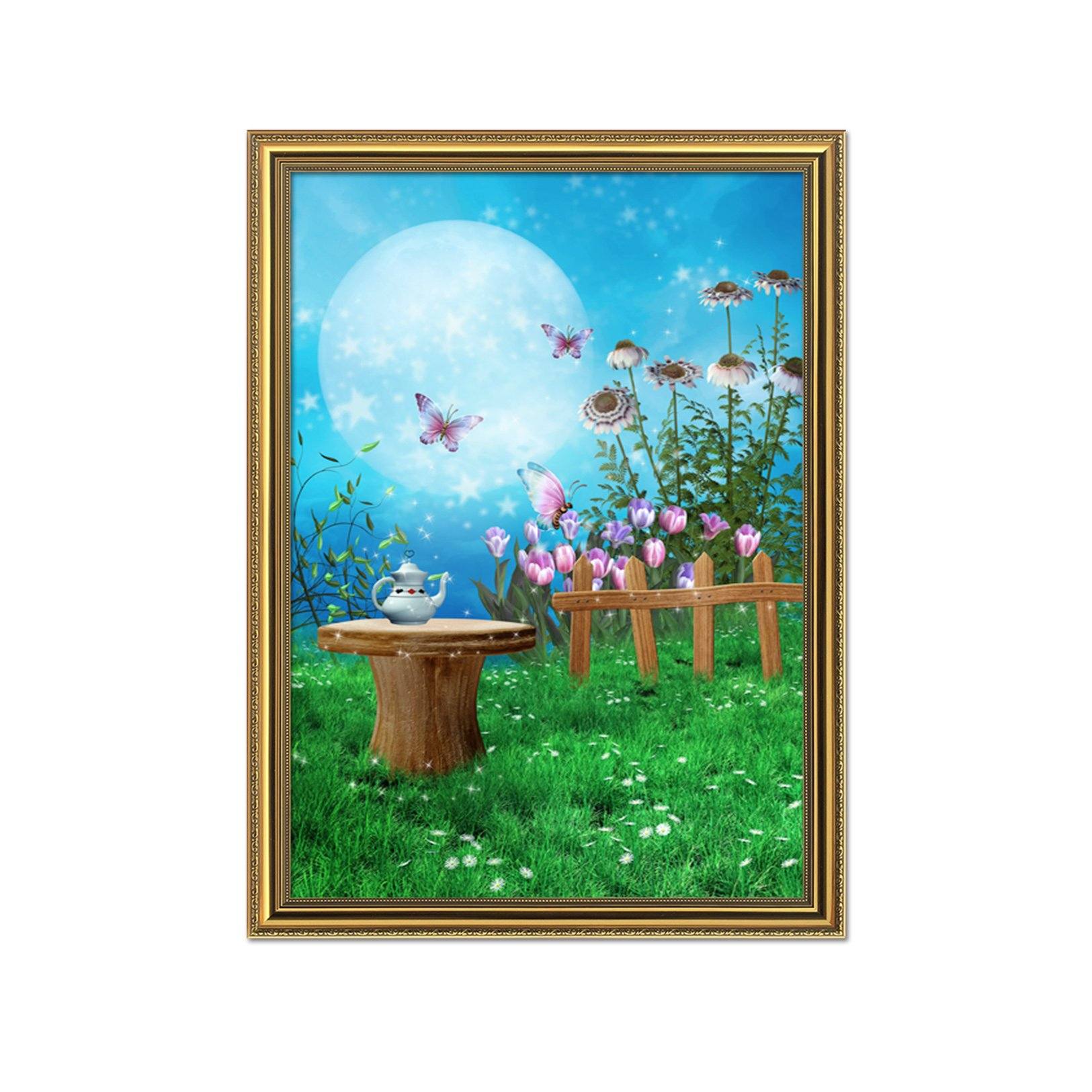 3D Yard Butterfly 047 Fake Framed Print Painting Wallpaper AJ Creativity Home