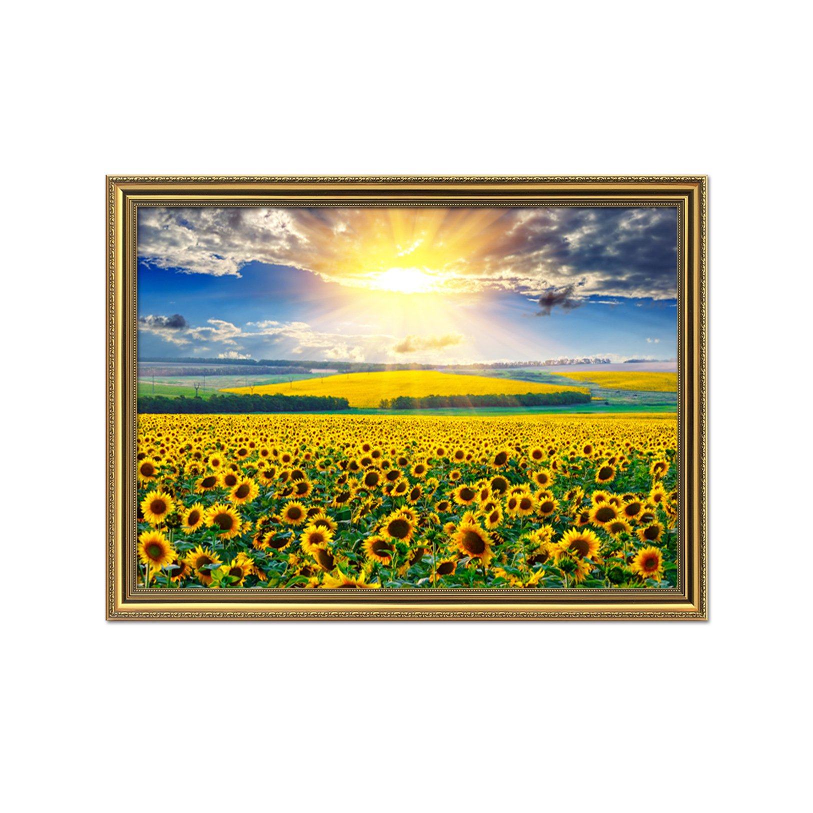 3D Sunshine Sunflower 161 Fake Framed Print Painting Wallpaper AJ Creativity Home
