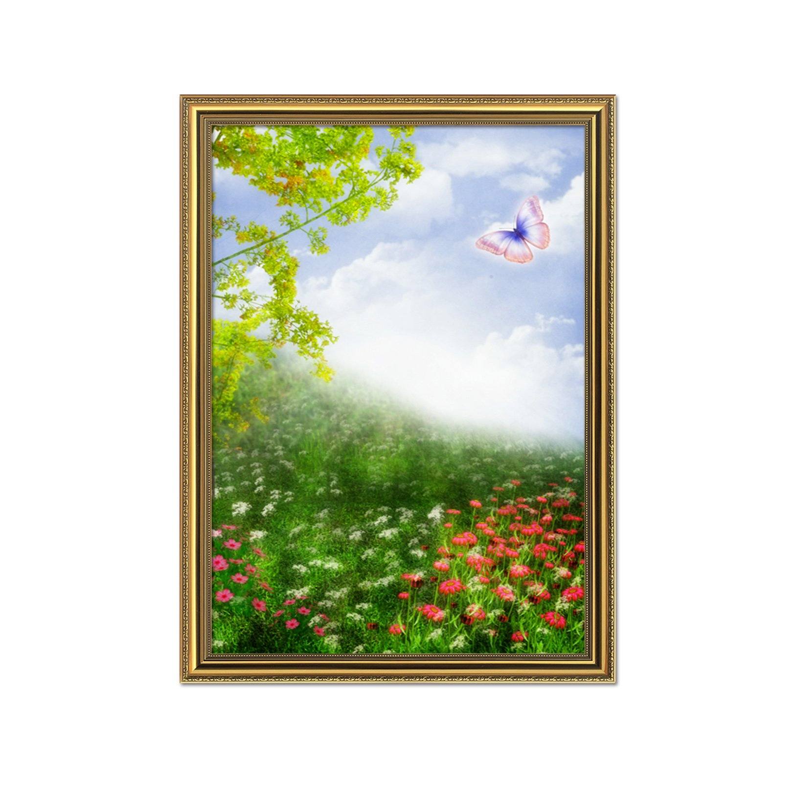 3D Butterfly Flying 009 Fake Framed Print Painting Wallpaper AJ Creativity Home