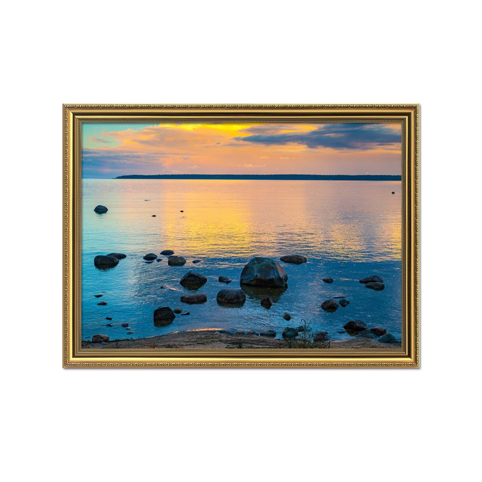 3D Dusk Sea 160 Fake Framed Print Painting Wallpaper AJ Creativity Home
