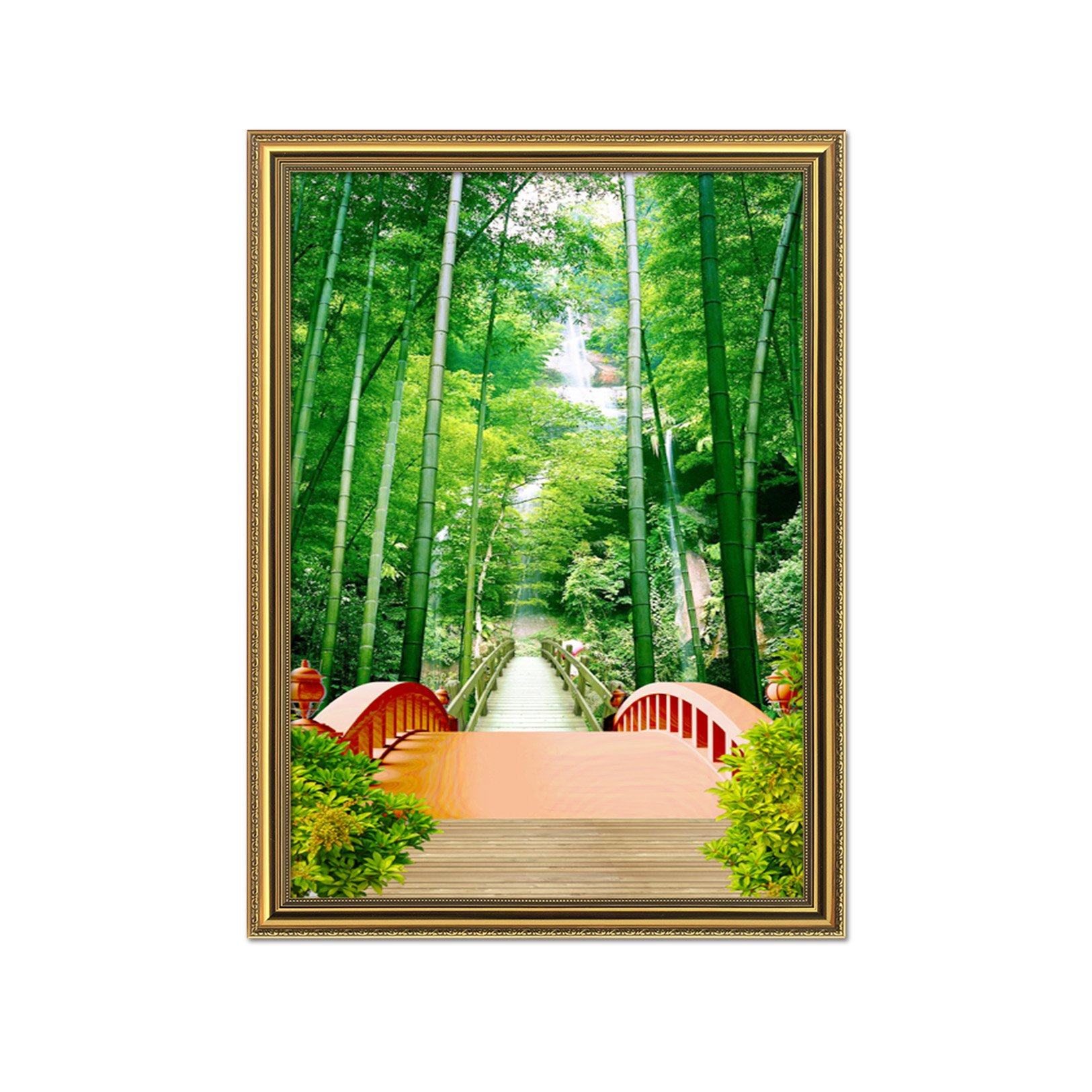 3D Bamboo Bridgen 066 Fake Framed Print Painting Wallpaper AJ Creativity Home