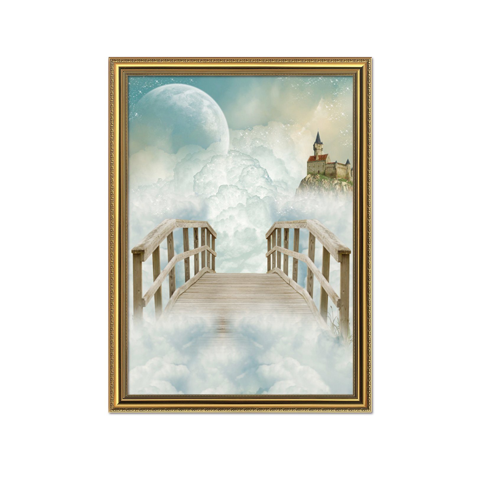 3D Cloud Bridge 036 Fake Framed Print Painting Wallpaper AJ Creativity Home