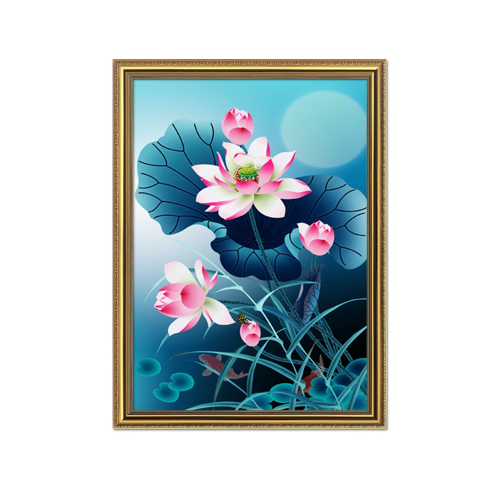 3D Lotus Pond 039 Fake Framed Print Painting Wallpaper AJ Creativity Home