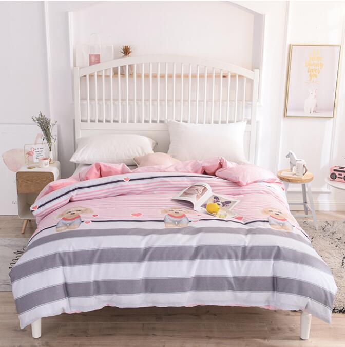 3D Gray Horizontal Strips Pink Stitching 4107 Bed Pillowcases Quilt