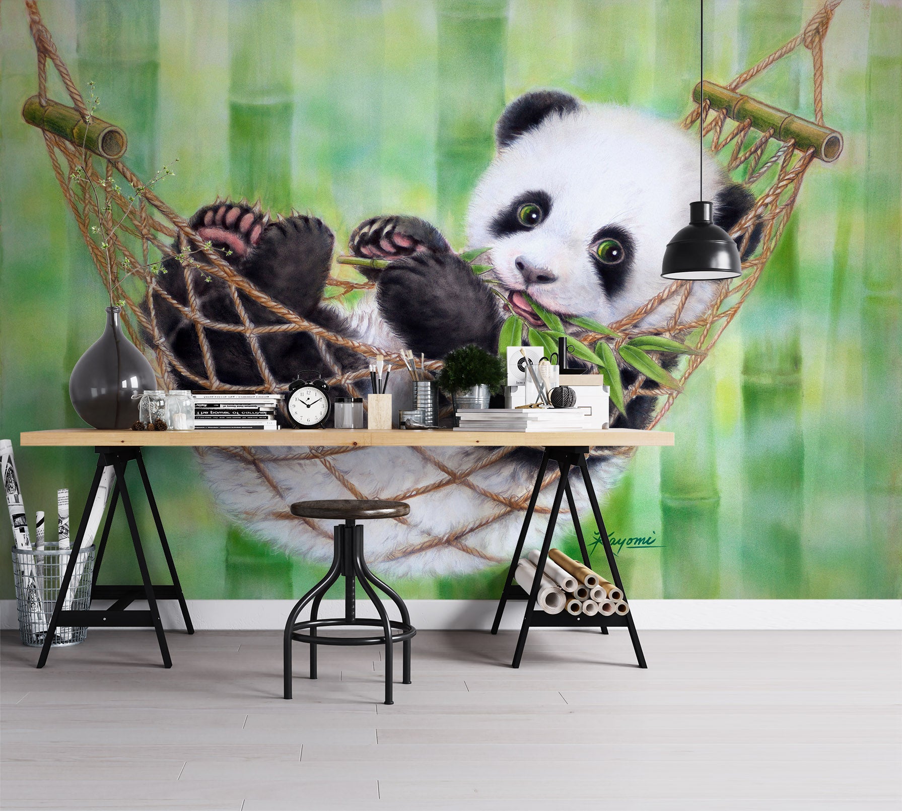 3D Cute Panda 5418 Kayomi Harai Wall Mural Wall Murals