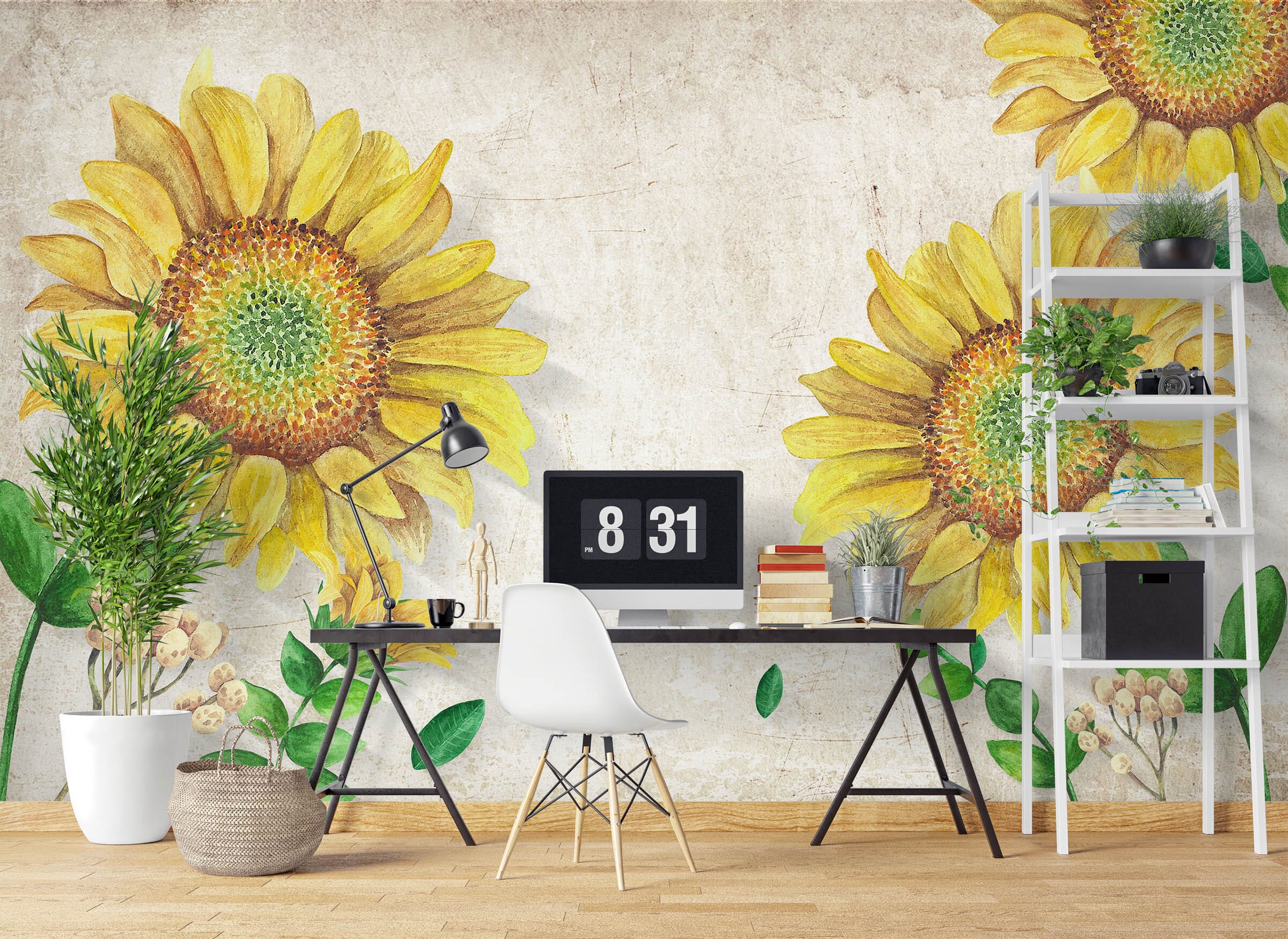 3D Sunflower Painting 1398 Wall Murals Wallpaper AJ Wallpaper 2