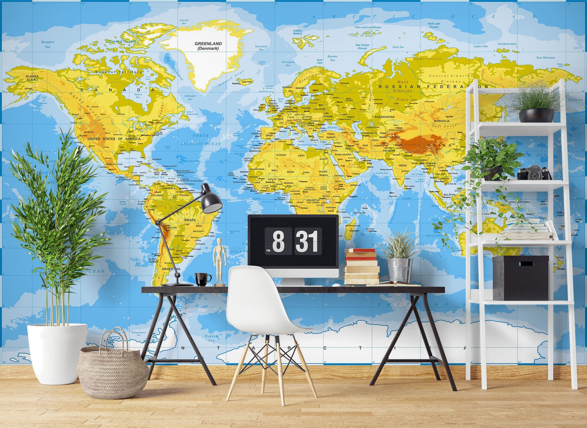 3D Blue Map 1096 Wall Murals Wallpaper AJ Wallpaper 2
