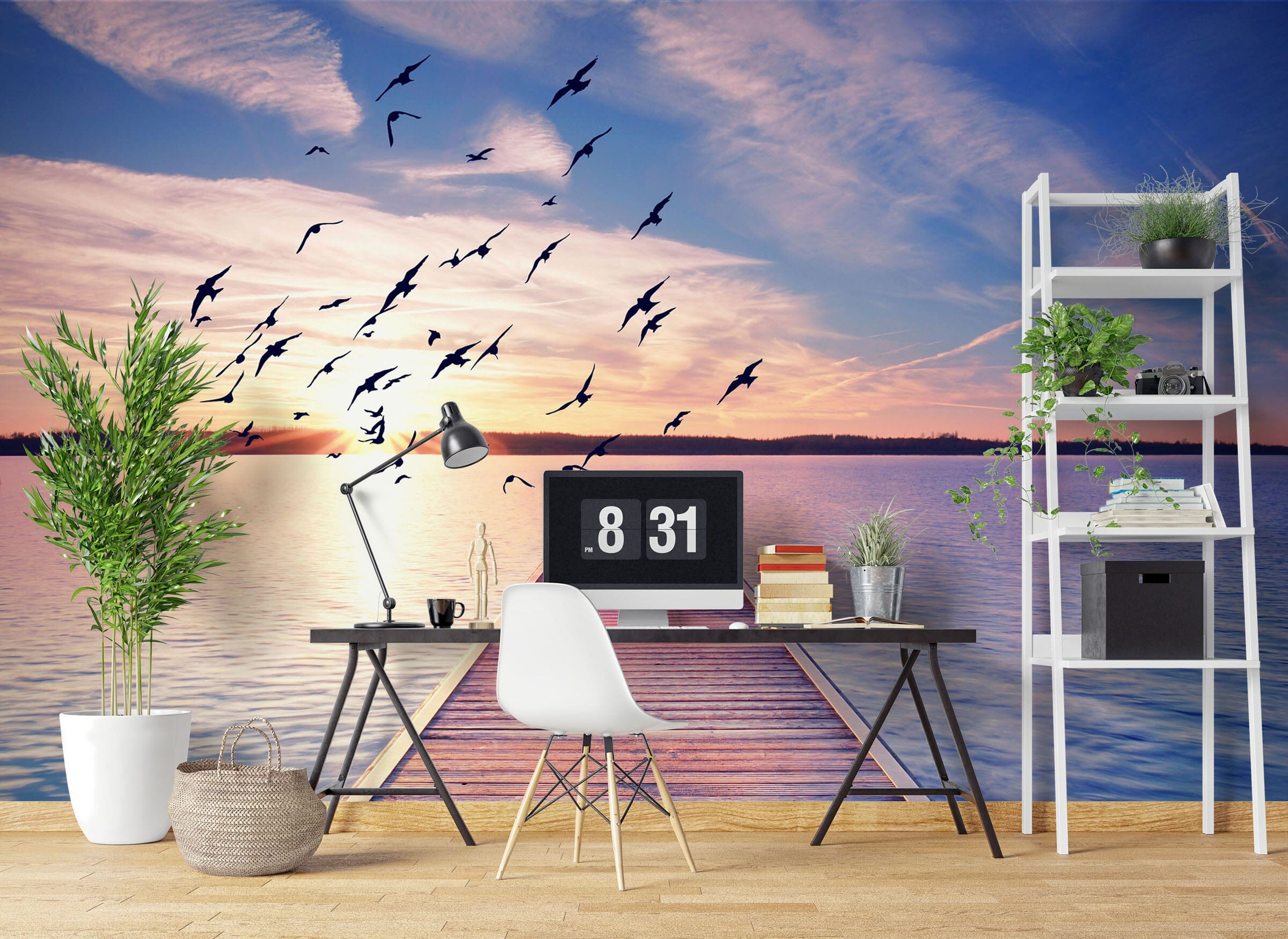 3D Dock Seagull 1089 Wall Murals Wallpaper AJ Wallpaper 2