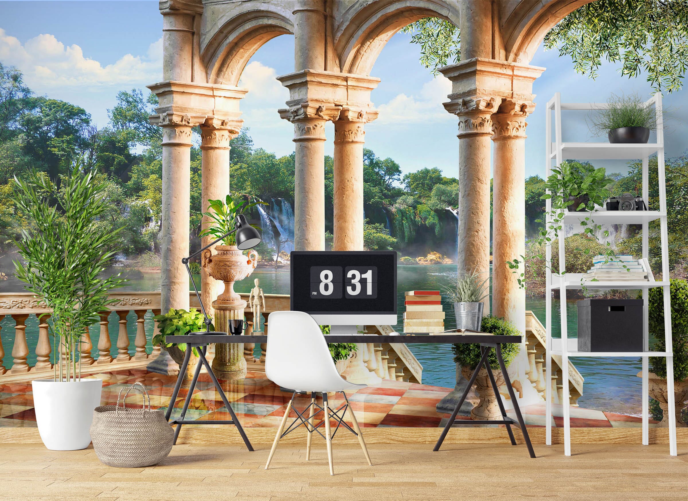 3D Balcony Waterfall 1034 Wall Murals Wallpaper AJ Wallpaper 2