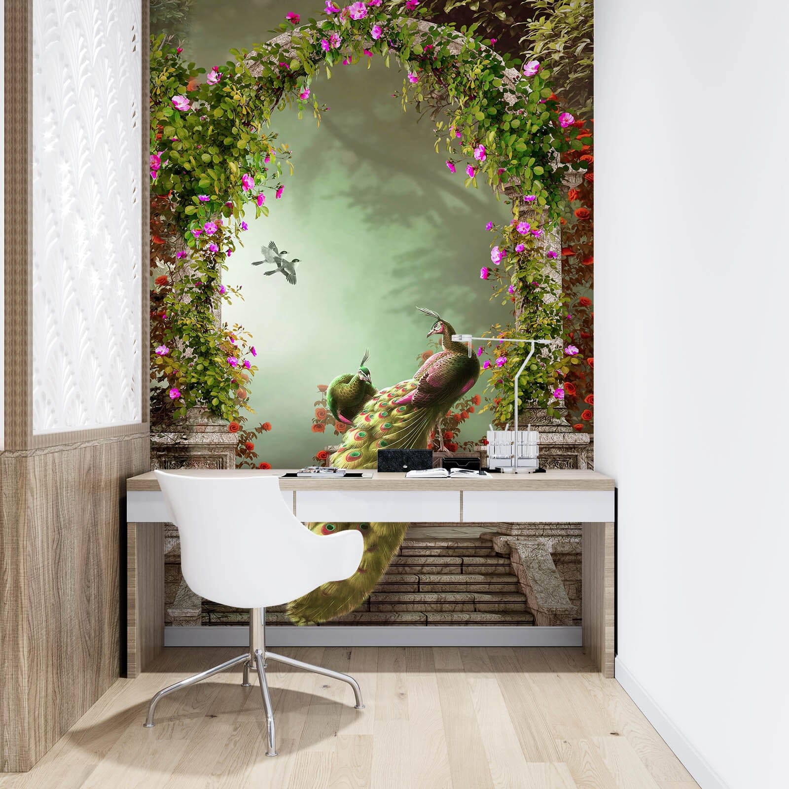 3D Green Peacock 1017 Wall Murals Wallpaper AJ Wallpaper 2