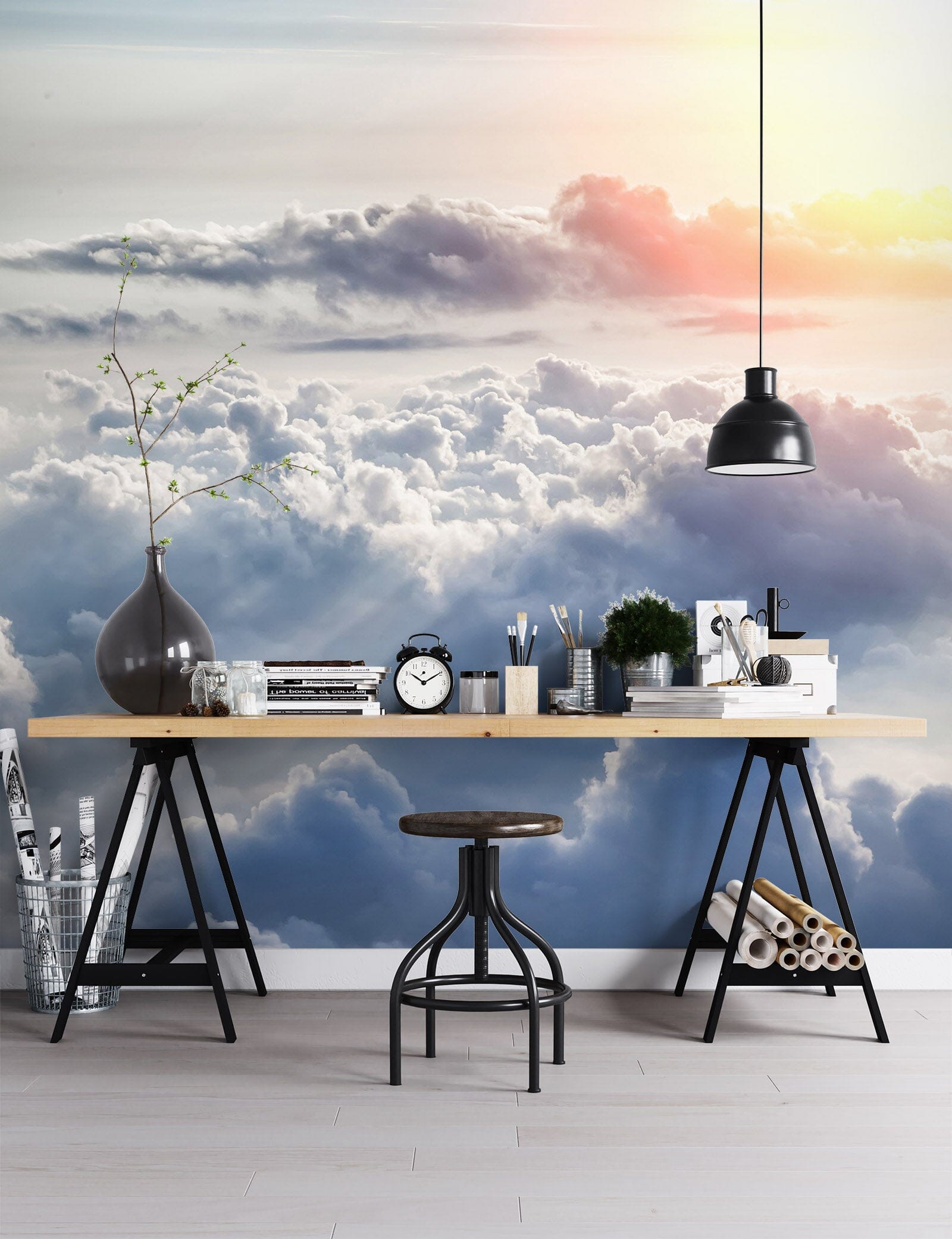 3D Sun White Clouds 1002 Wall Murals Wallpaper AJ Wallpaper 2