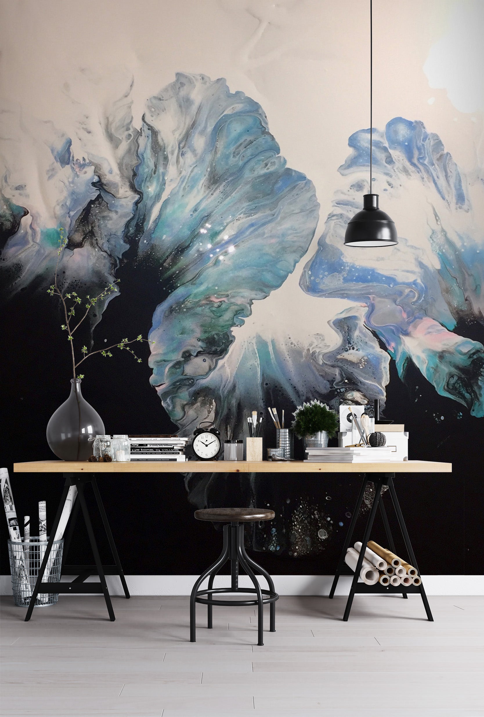 3D Black Light Blue Texture 40038 Valerie Latrice Wall Mural Wall Murals