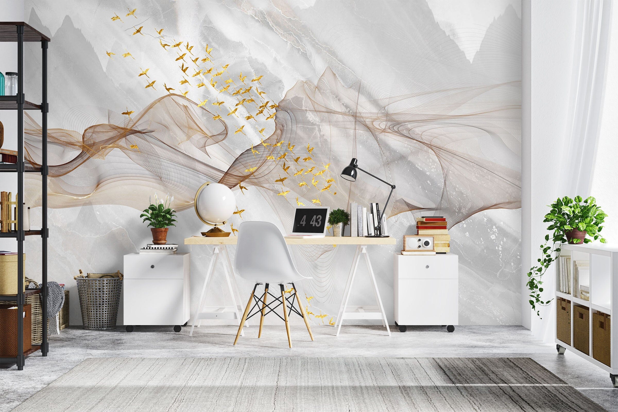 3D Golden Geese 1001 Wall Murals Wallpaper AJ Wallpaper 2