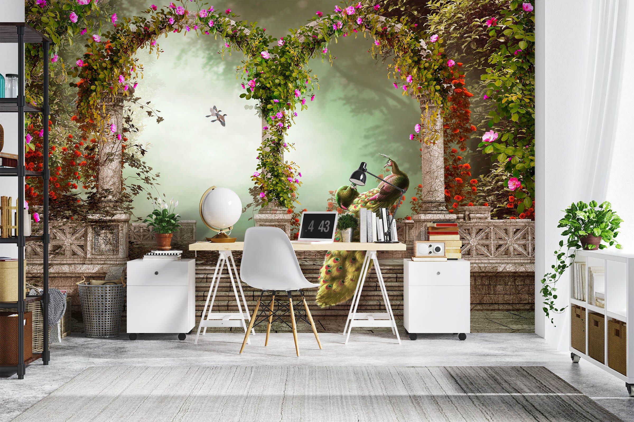 3D Arch Peacock 1109 Wall Murals Wallpaper AJ Wallpaper 2
