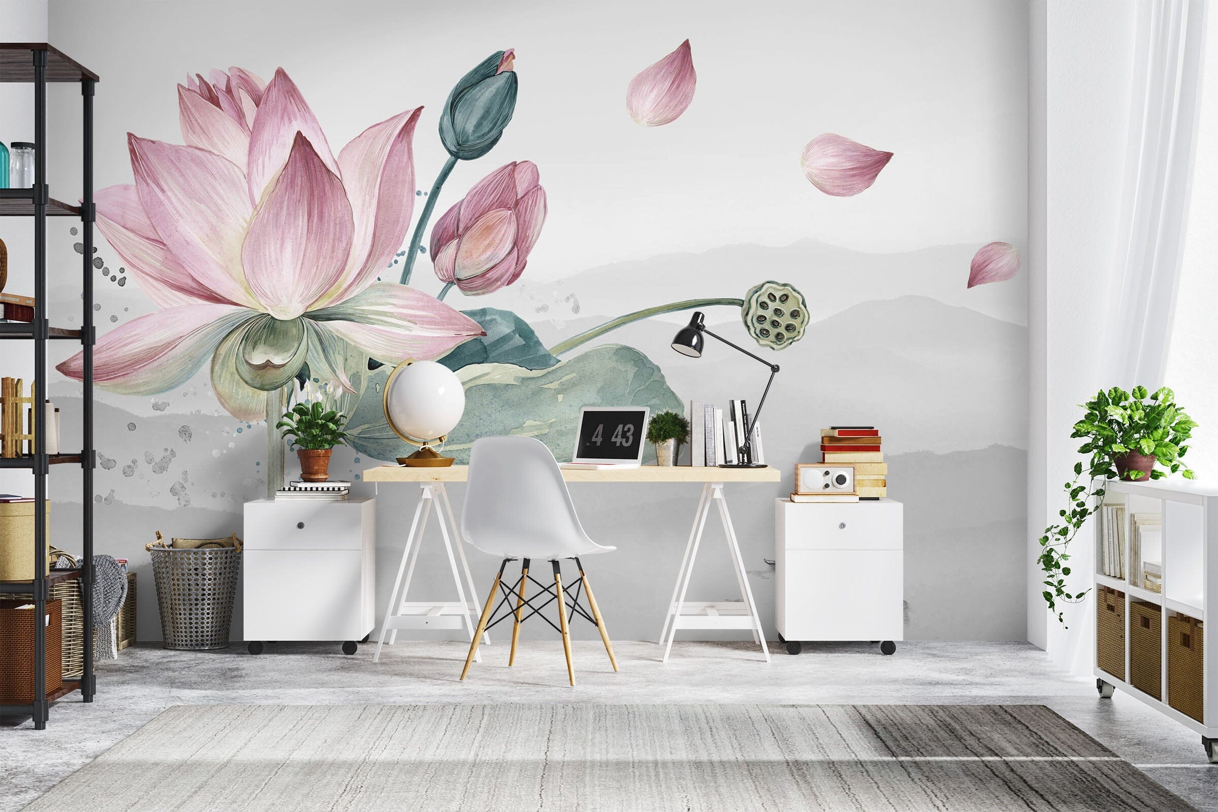 3D Ink Lotus 1043 Wall Murals Wallpaper AJ Wallpaper 2
