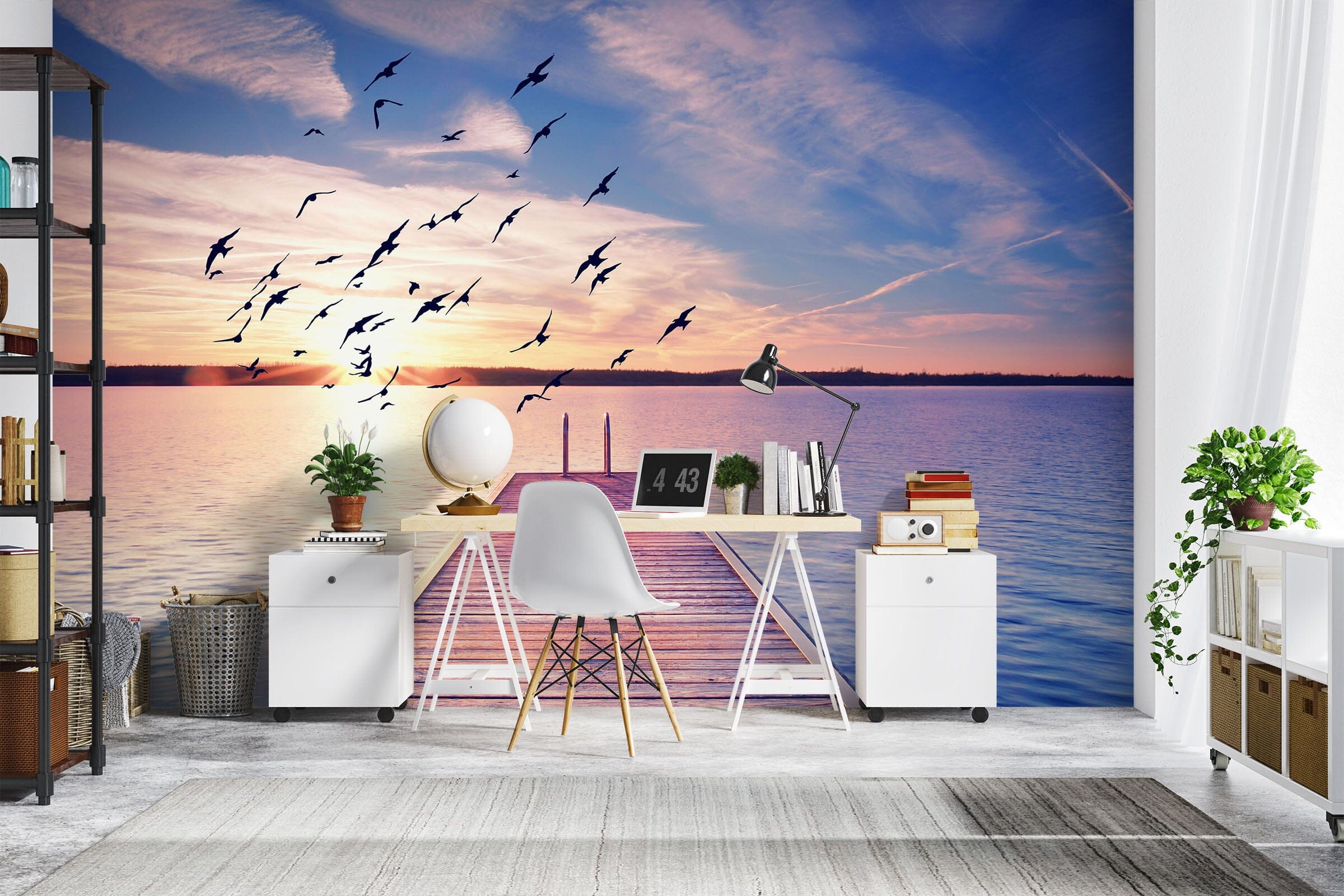 3D Dock Seagull 1089 Wall Murals Wallpaper AJ Wallpaper 2