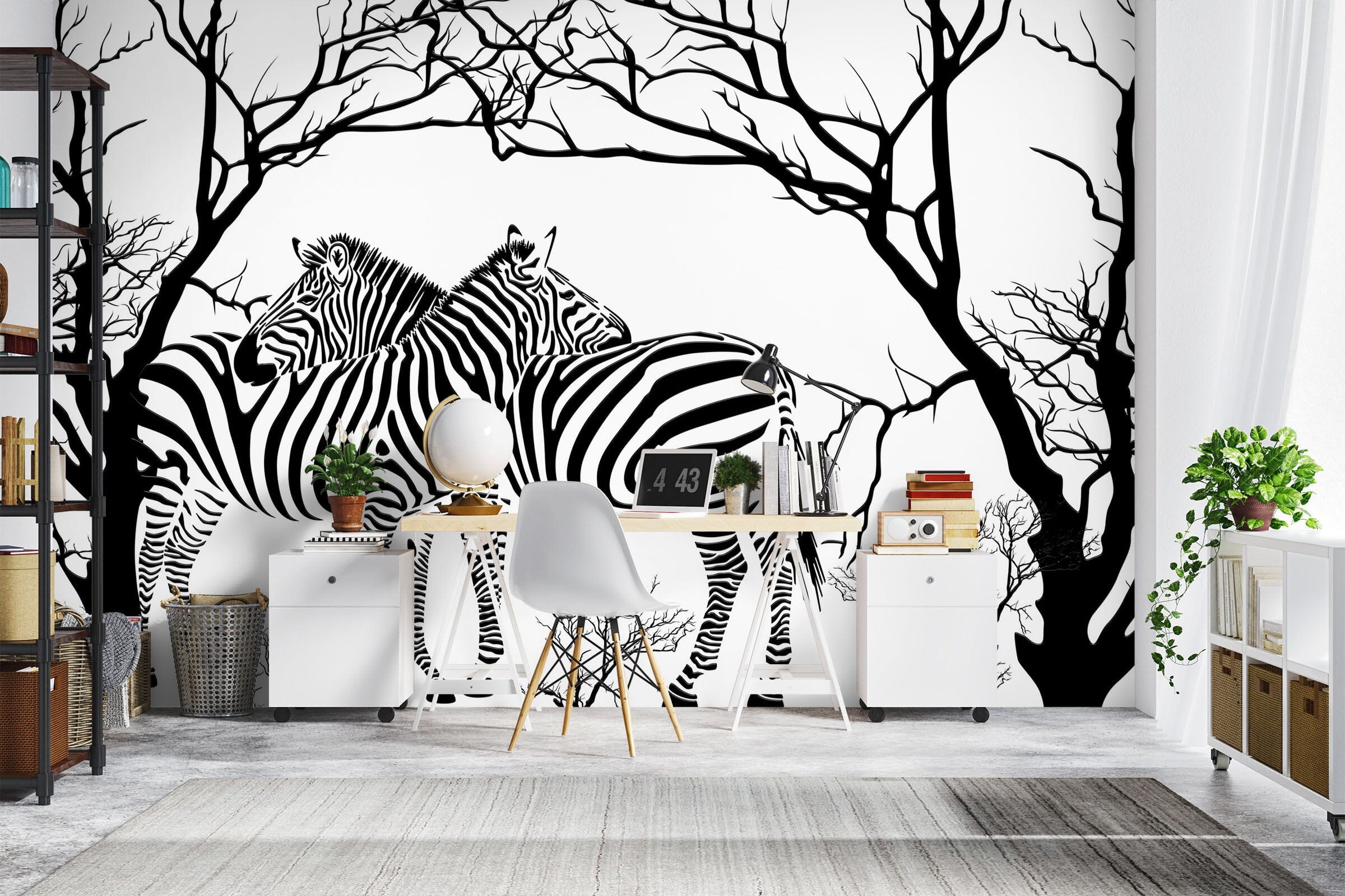3D Zebra Tree 1014 Wall Murals Wallpaper AJ Wallpaper 2