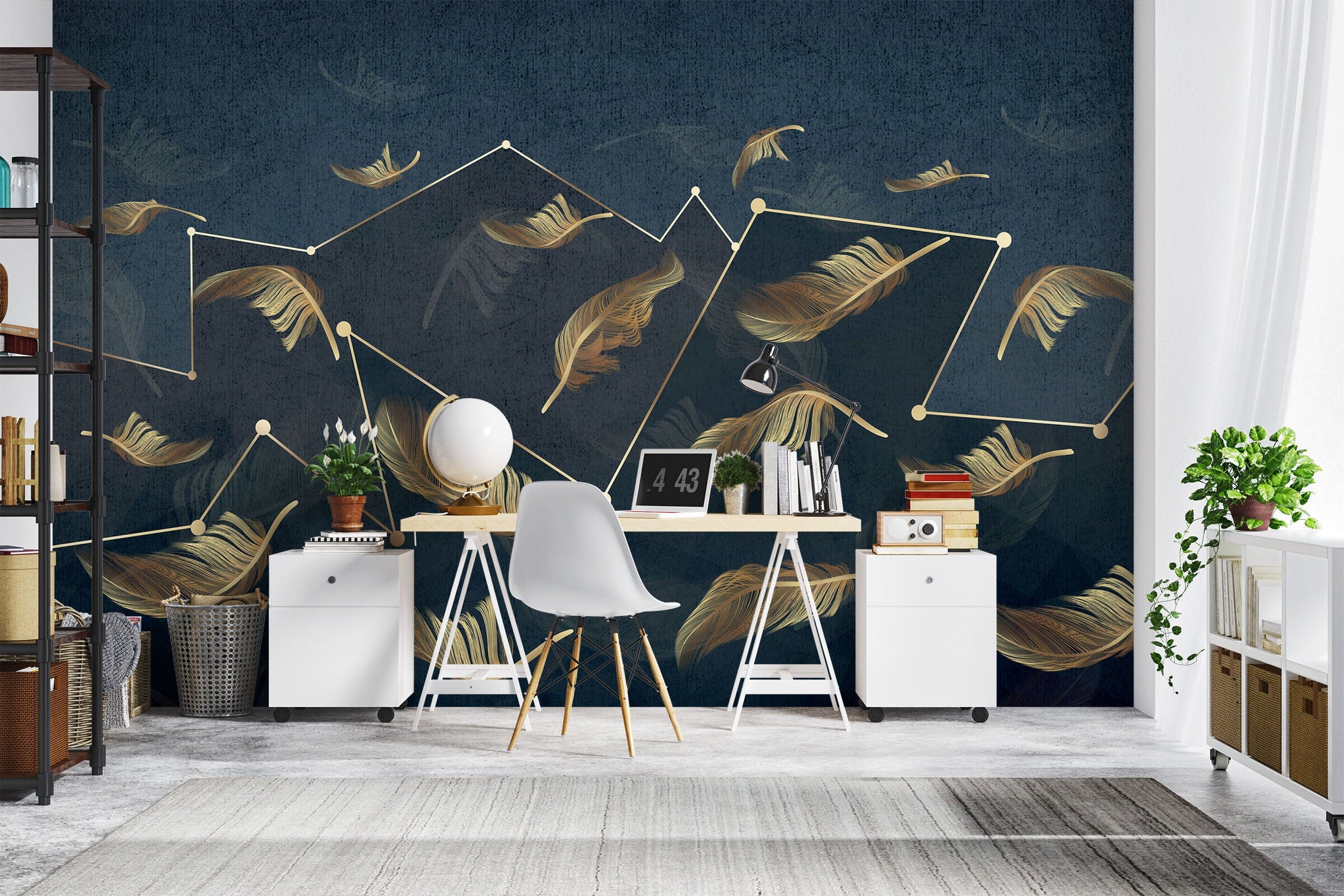 3D Golden Feather 1072 Wall Murals Wallpaper AJ Wallpaper 2