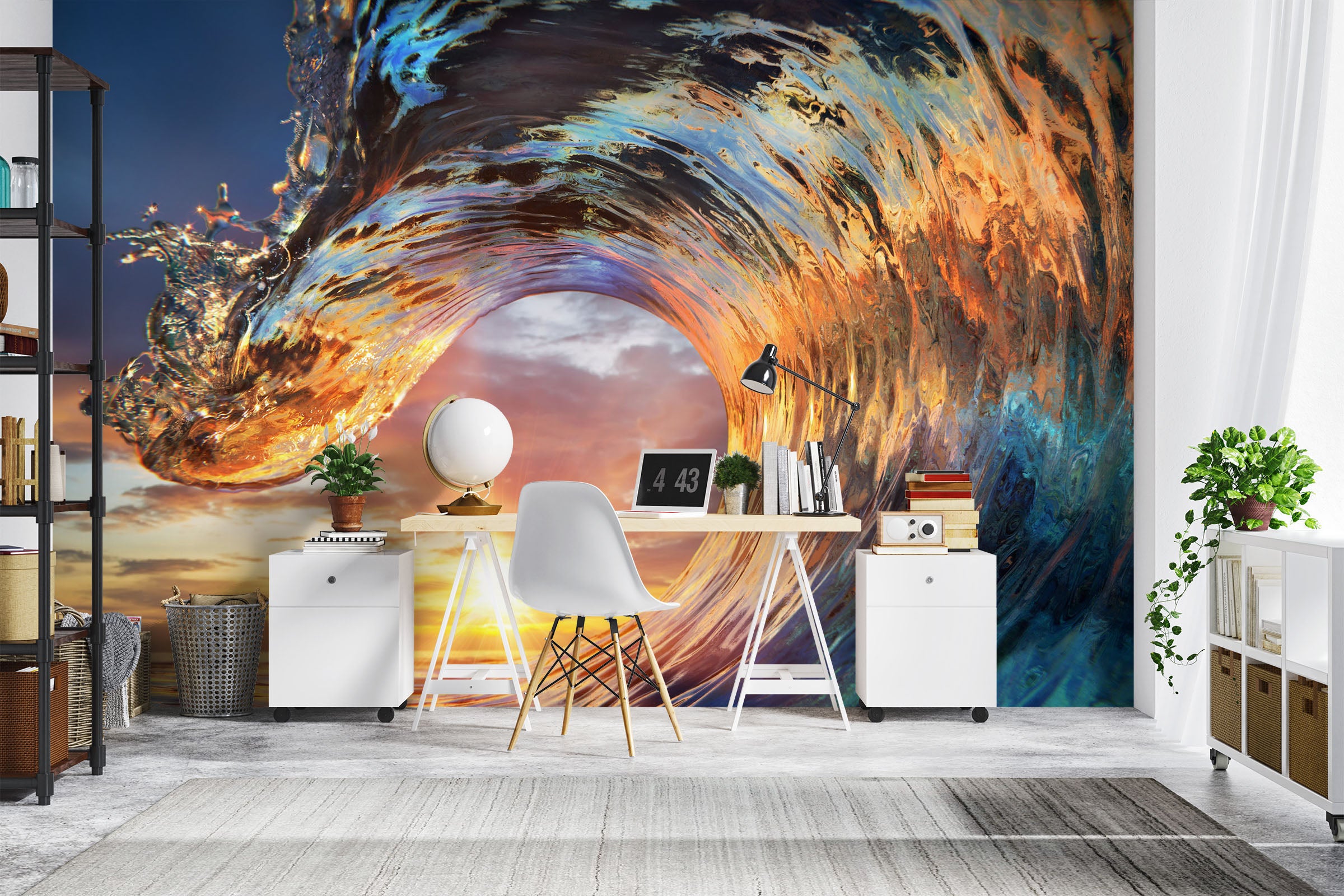3D Waves Sun 1091 Wall Murals