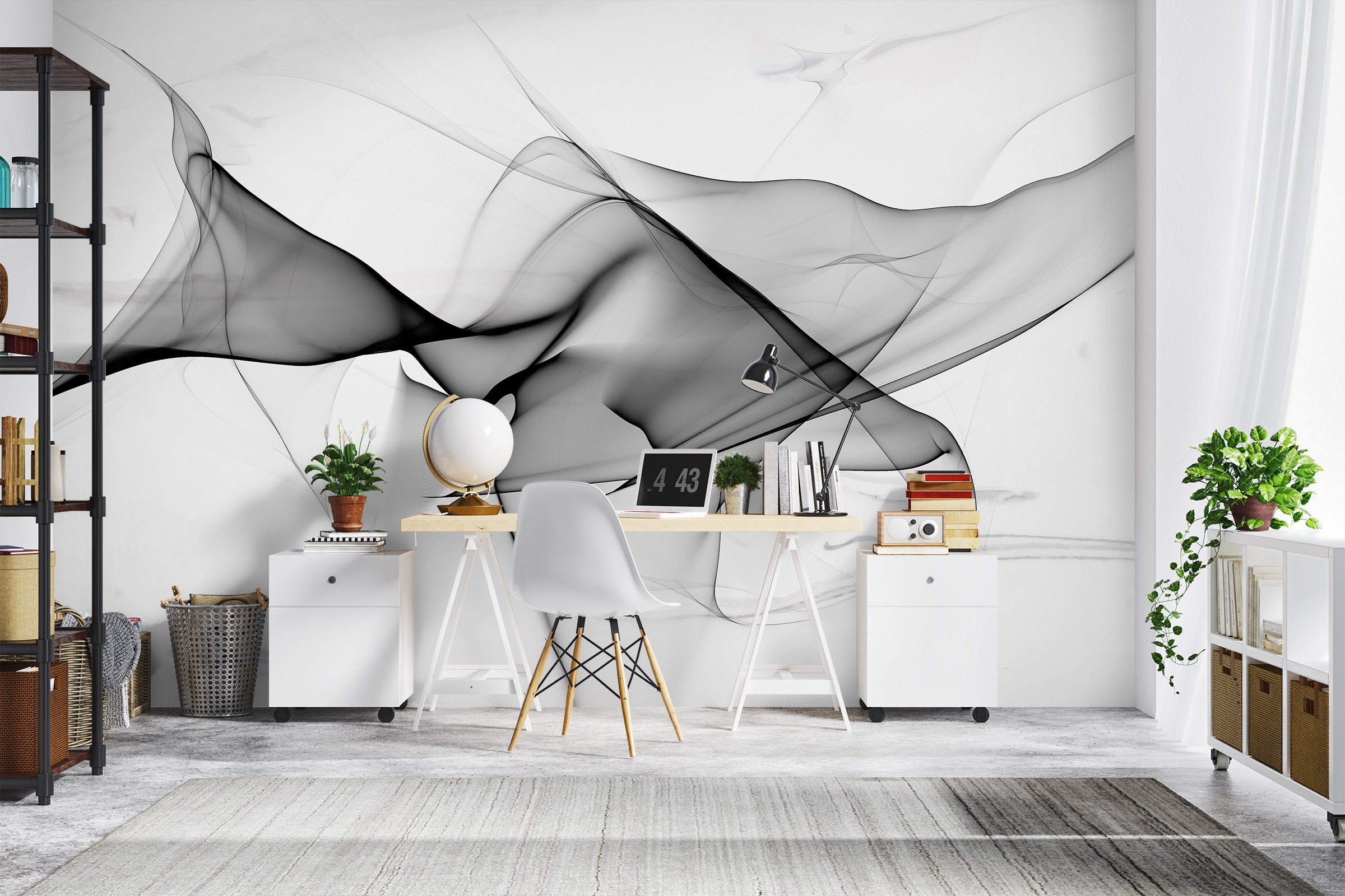 3D Black Curve 1068 Wall Murals