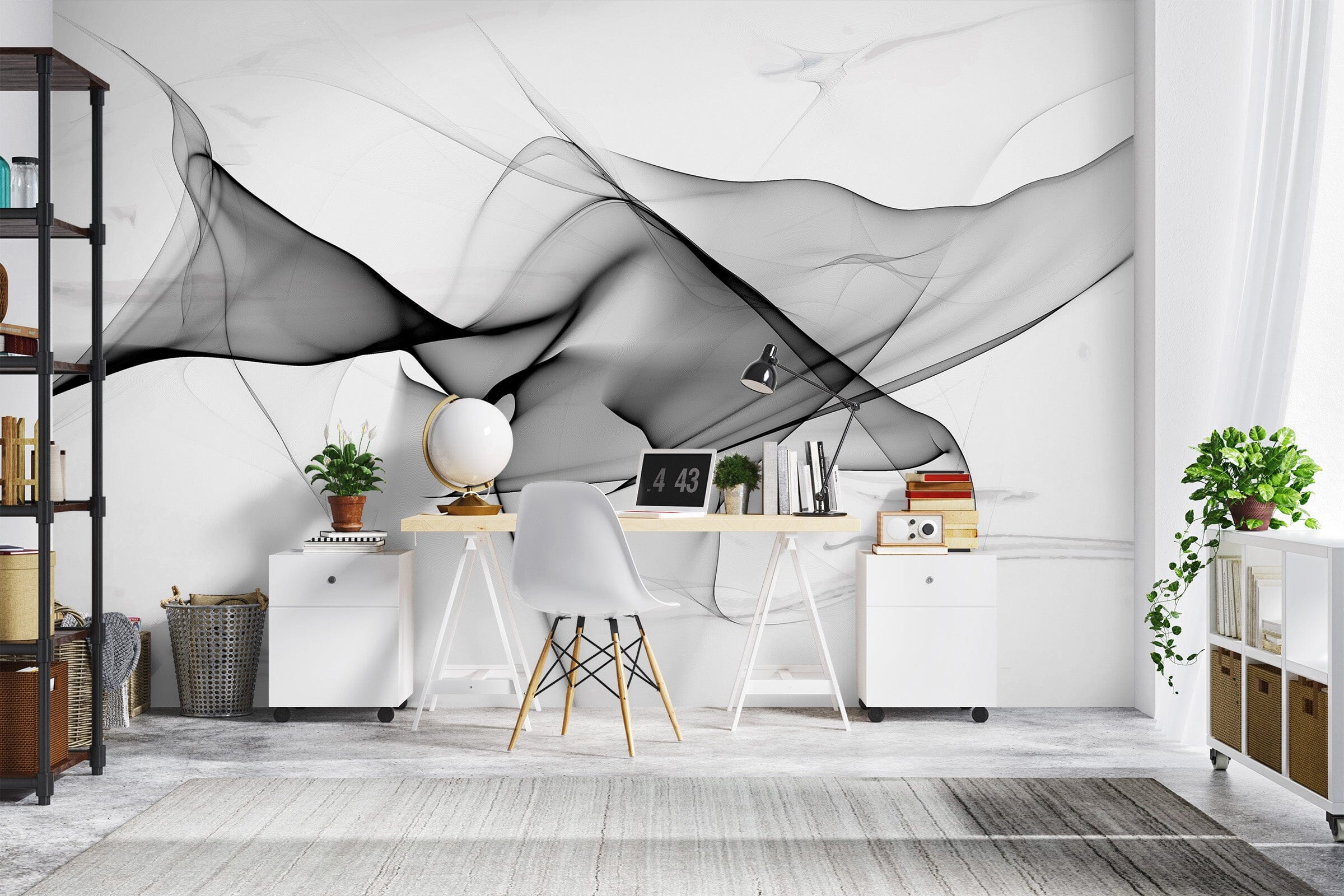 3D Black Curve 1068 Wall Murals Wallpaper AJ Wallpaper 2
