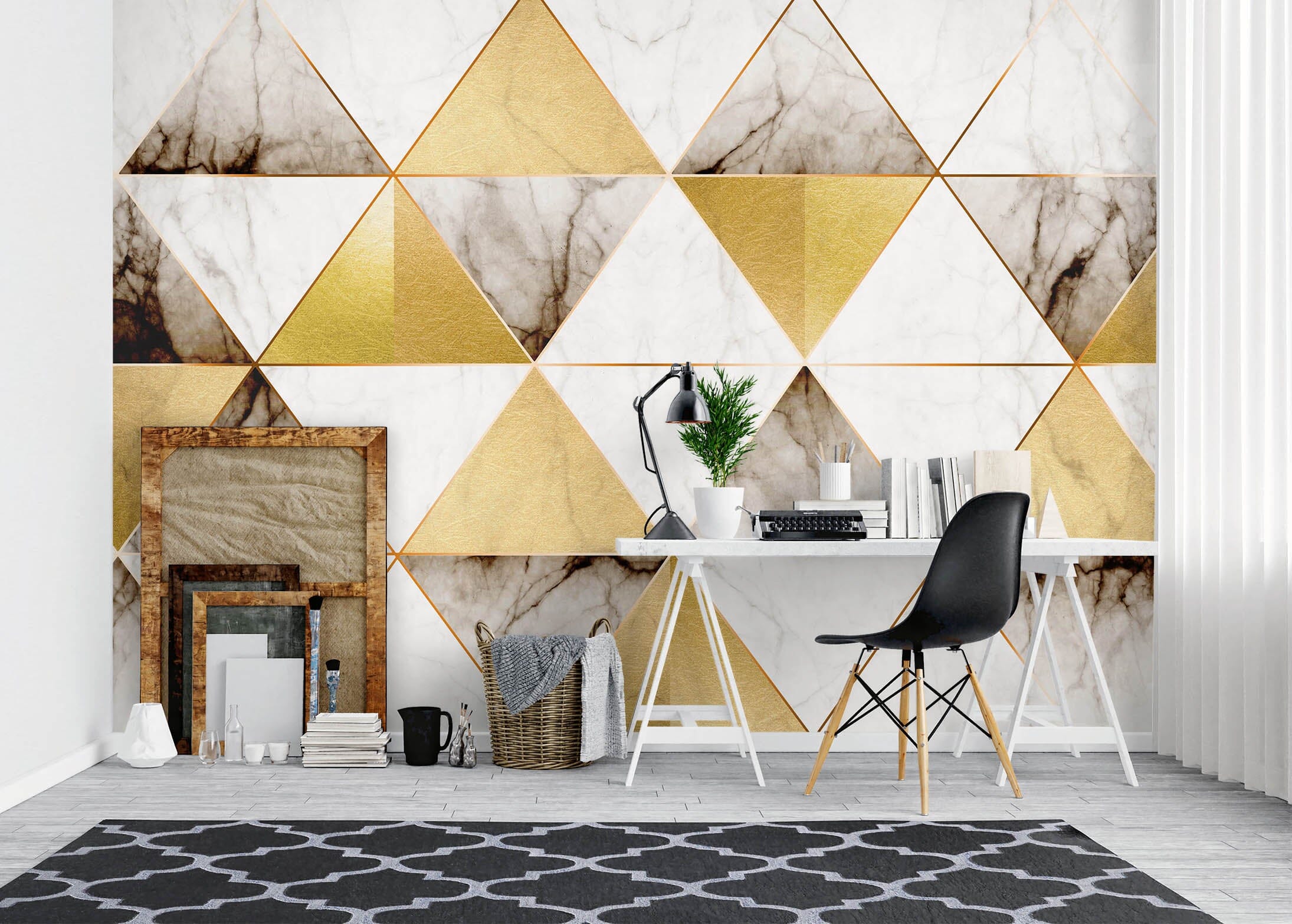 3D Yellow Triangle Texture 1061 Wall Murals Wallpaper AJ Wallpaper 2