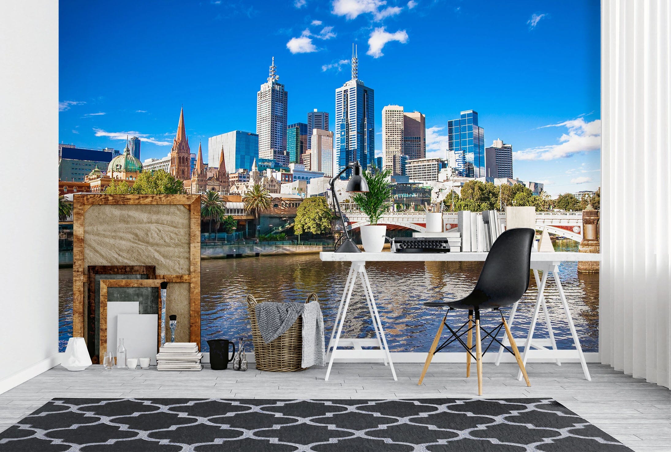 3D City River Bridge 1087 Wall Murals Wallpaper AJ Wallpaper 2