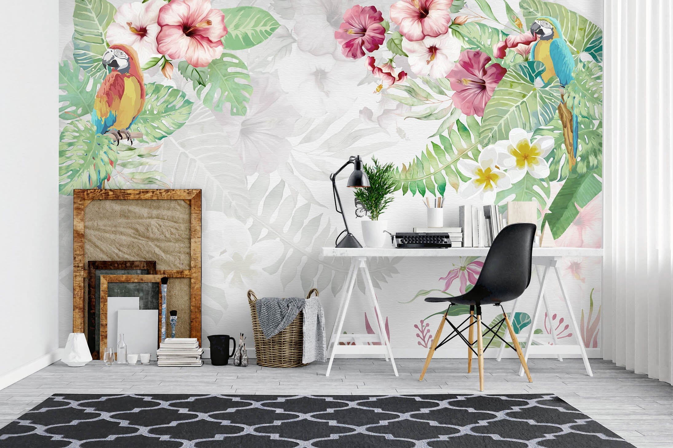 3D Butterfly Parrot 1041 Wall Murals Wallpaper AJ Wallpaper 2