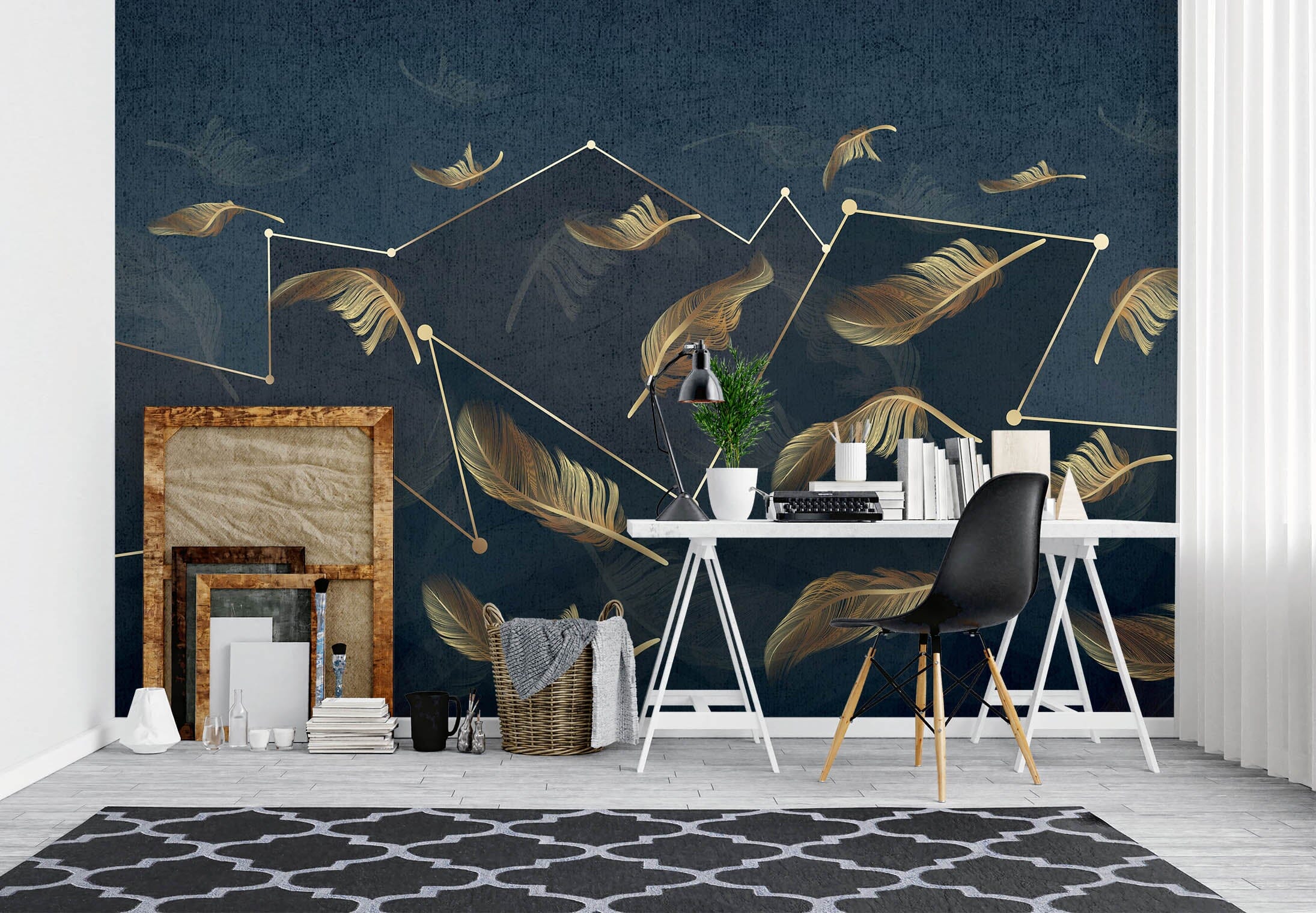 3D Golden Feather 1072 Wall Murals Wallpaper AJ Wallpaper 2