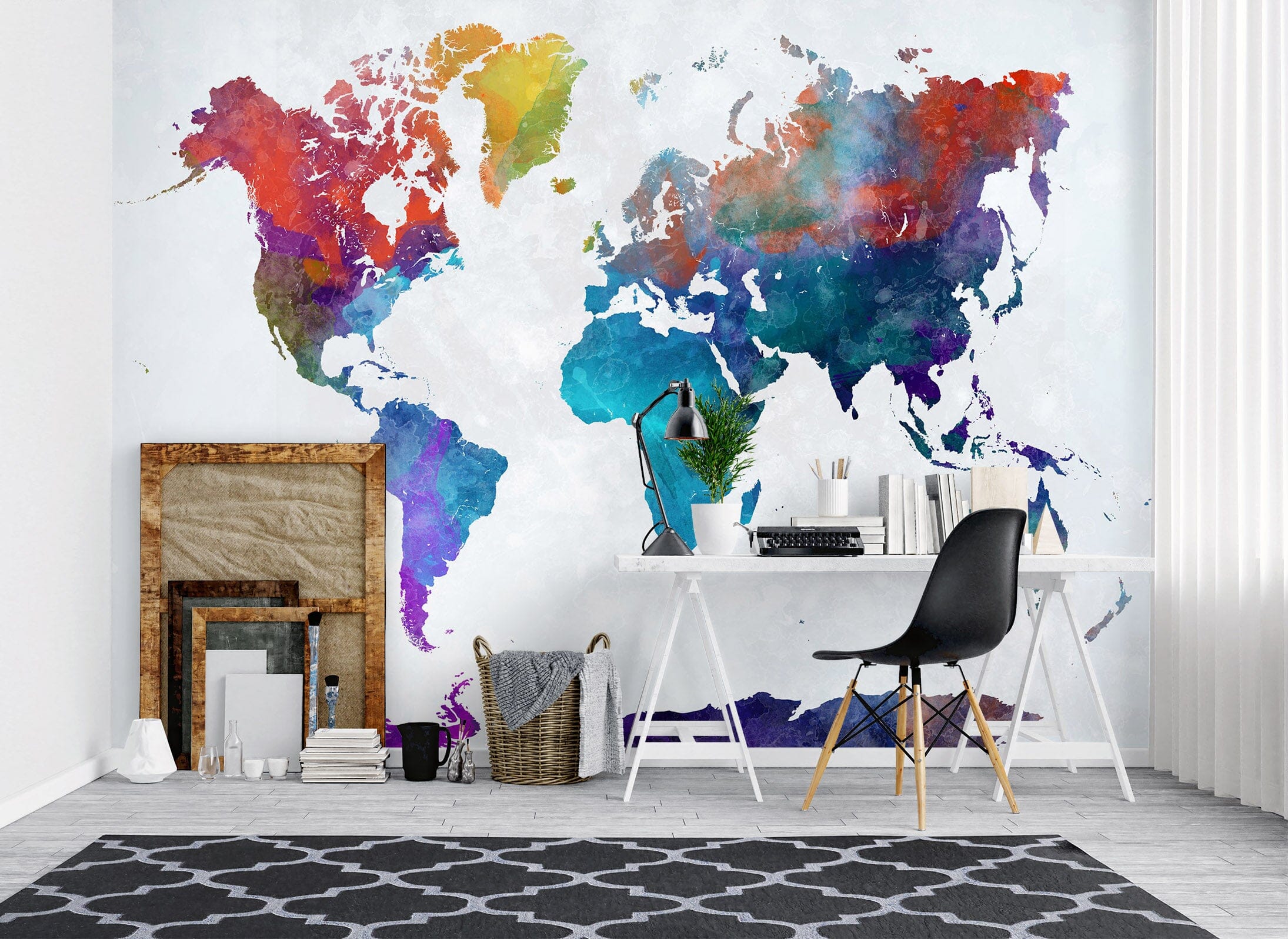 3D Color World Map 1003 Wall Murals Wallpaper AJ Wallpaper 2