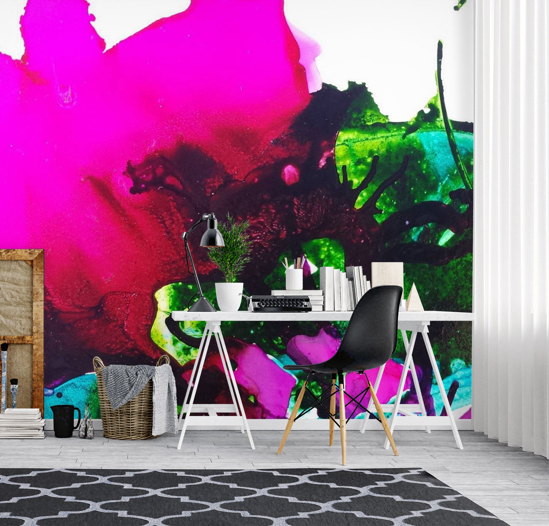 3D Red Green Pigment 19103 Shandra Smith Wall Mural Wall Murals