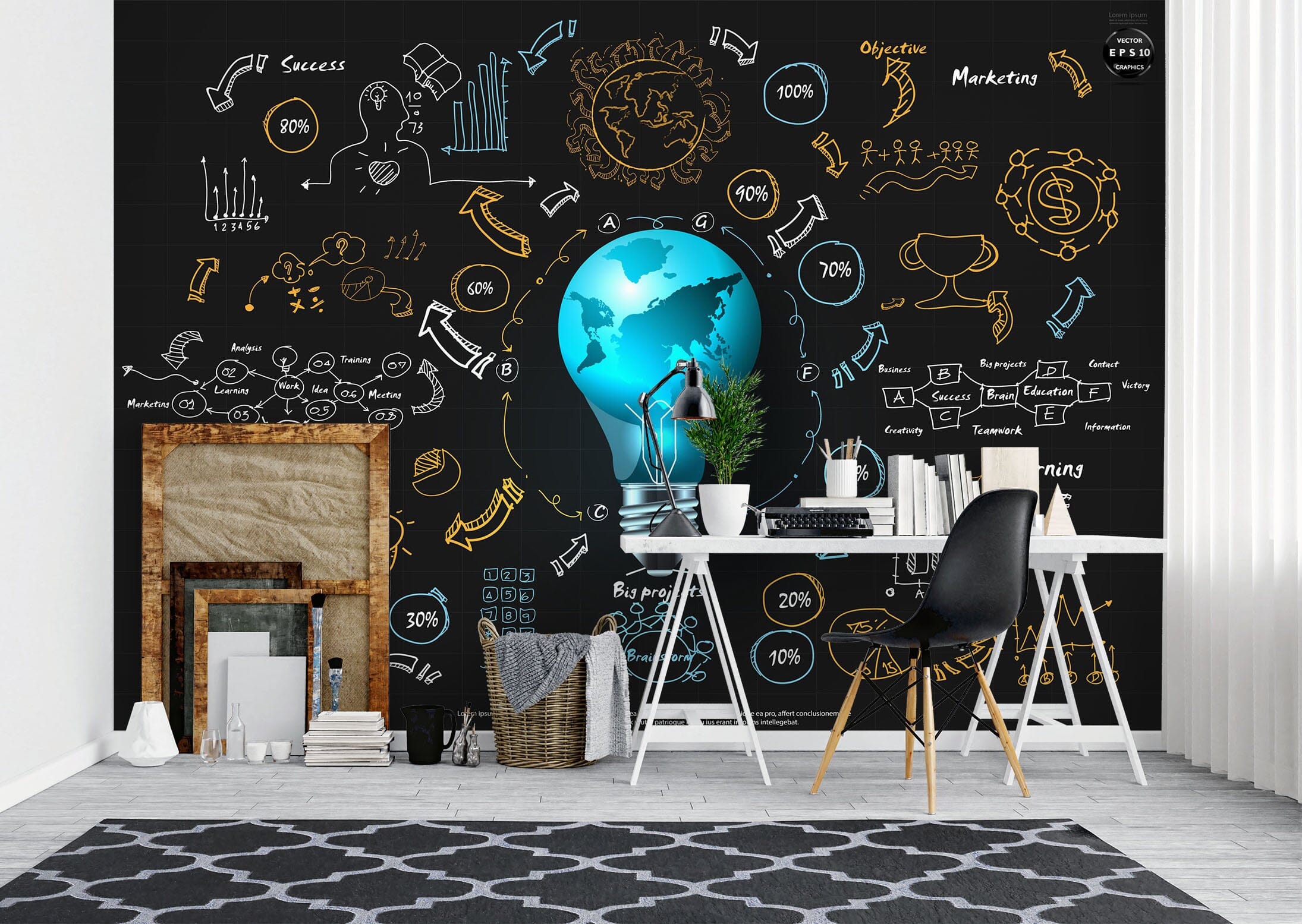 3D Blue Light Bulb 1093 Wall Murals Wallpaper AJ Wallpaper 2